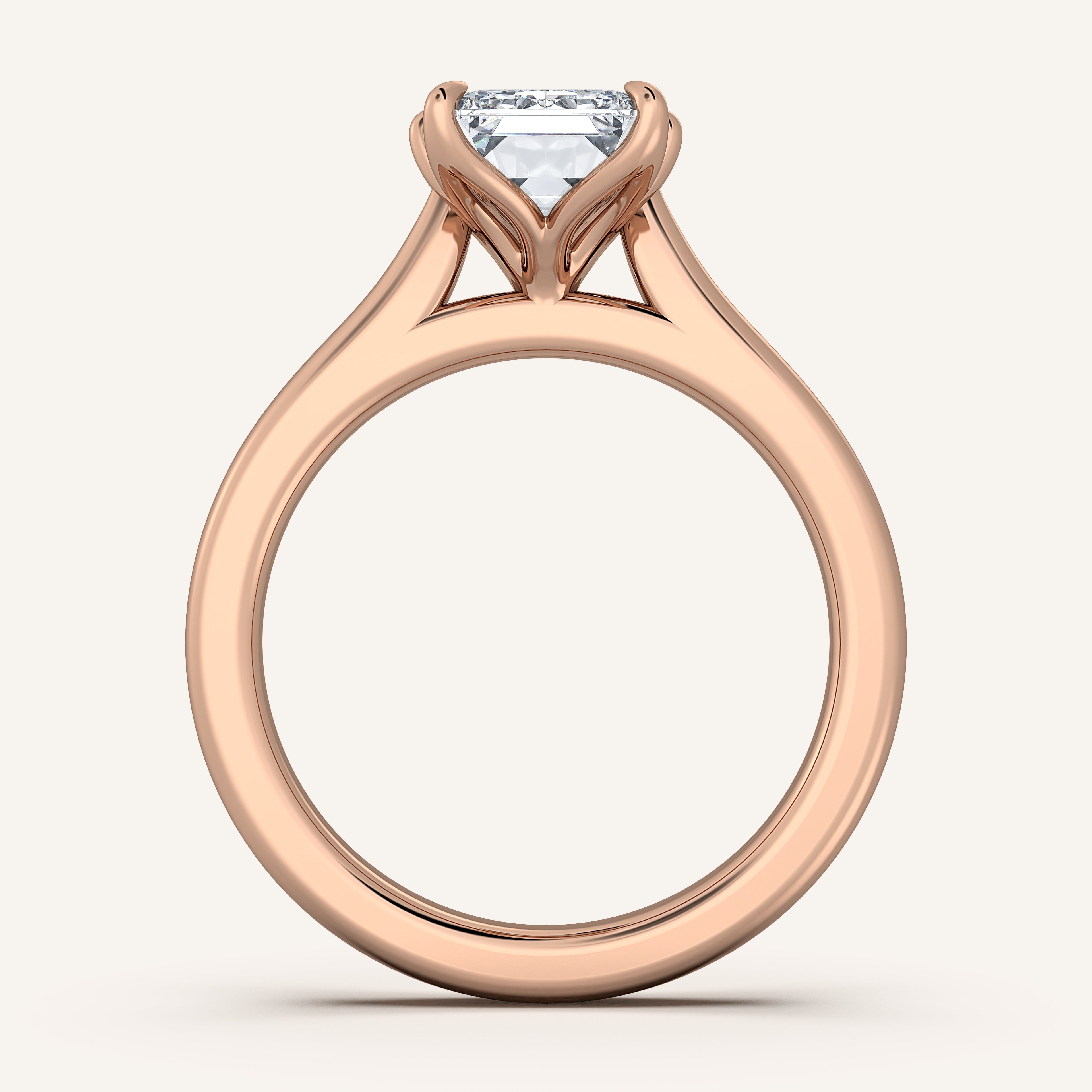 shape: Emerald | metal: Rose Gold | view: 3