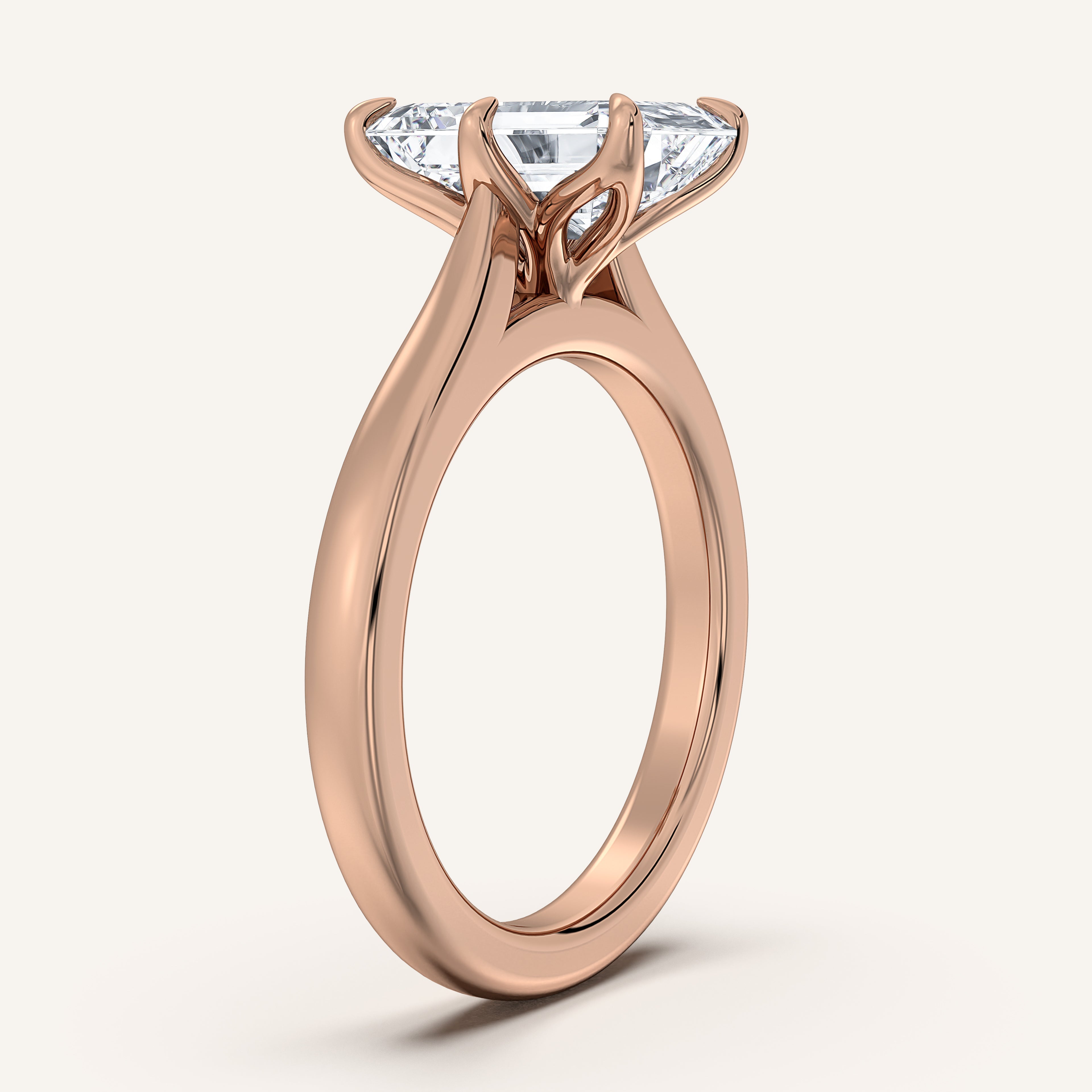 shape: Emerald | metal: Rose Gold | view: 2