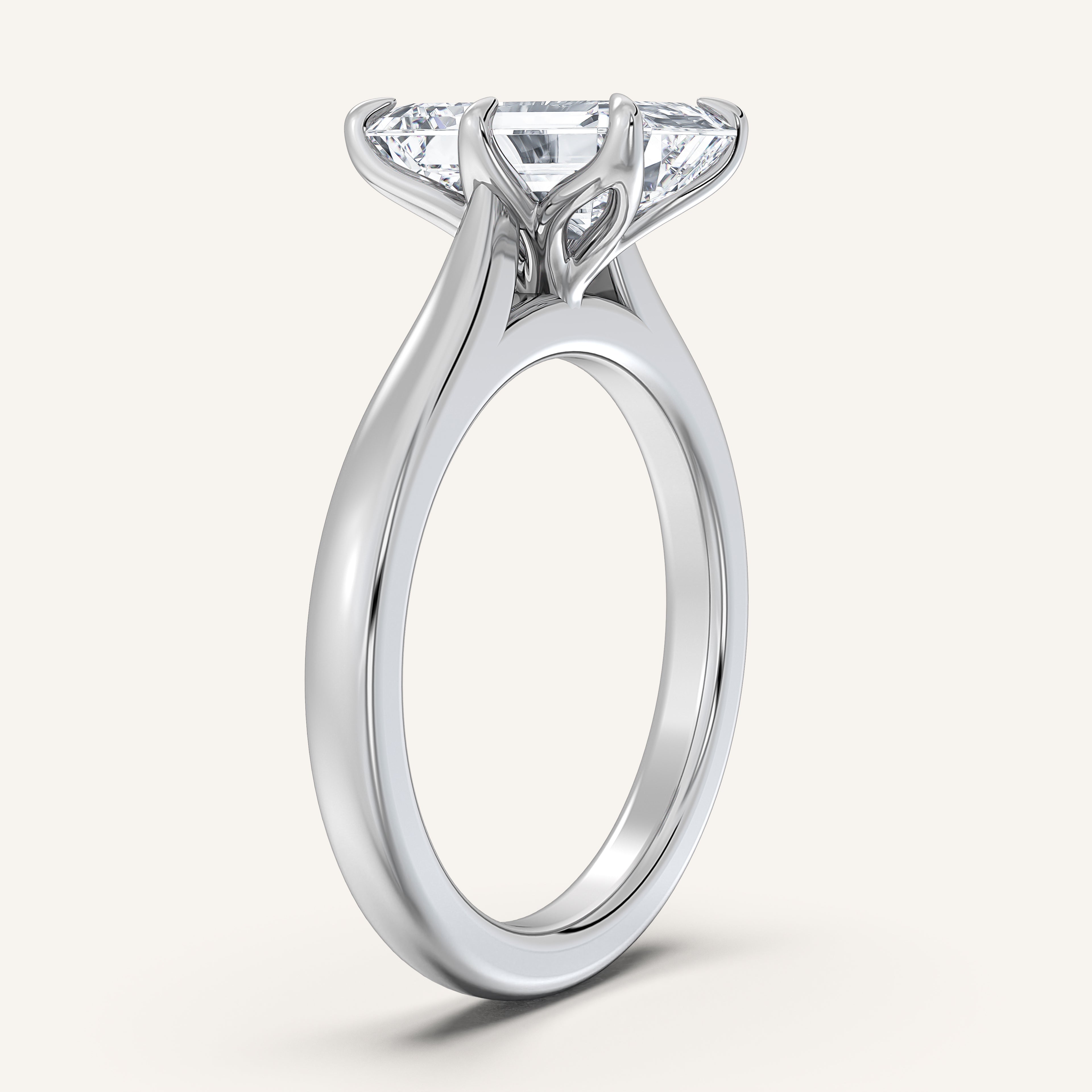 shape: Emerald | metal: White Gold, Platinum | view: 2