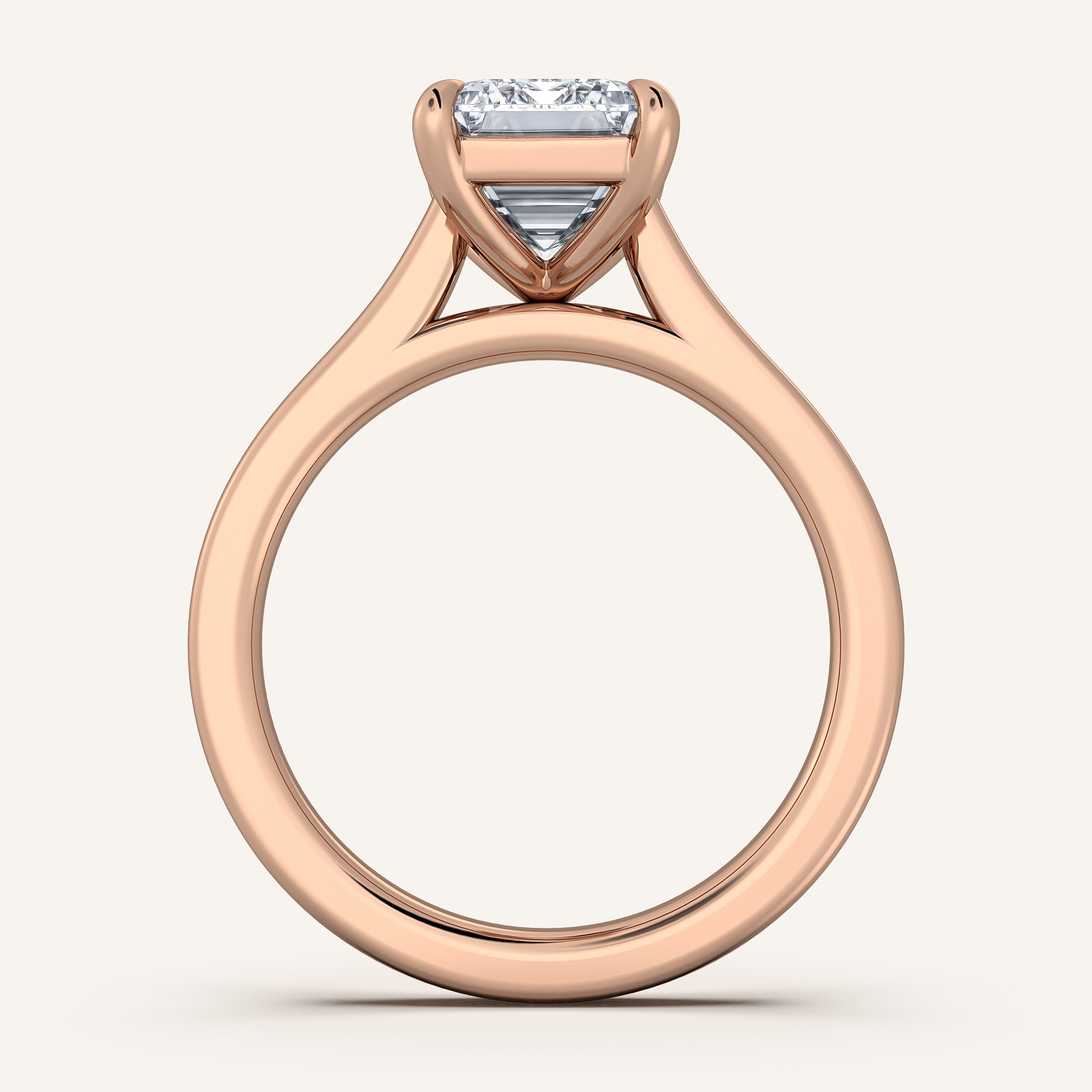shape: Emerald | metal: Rose Gold | view: 3