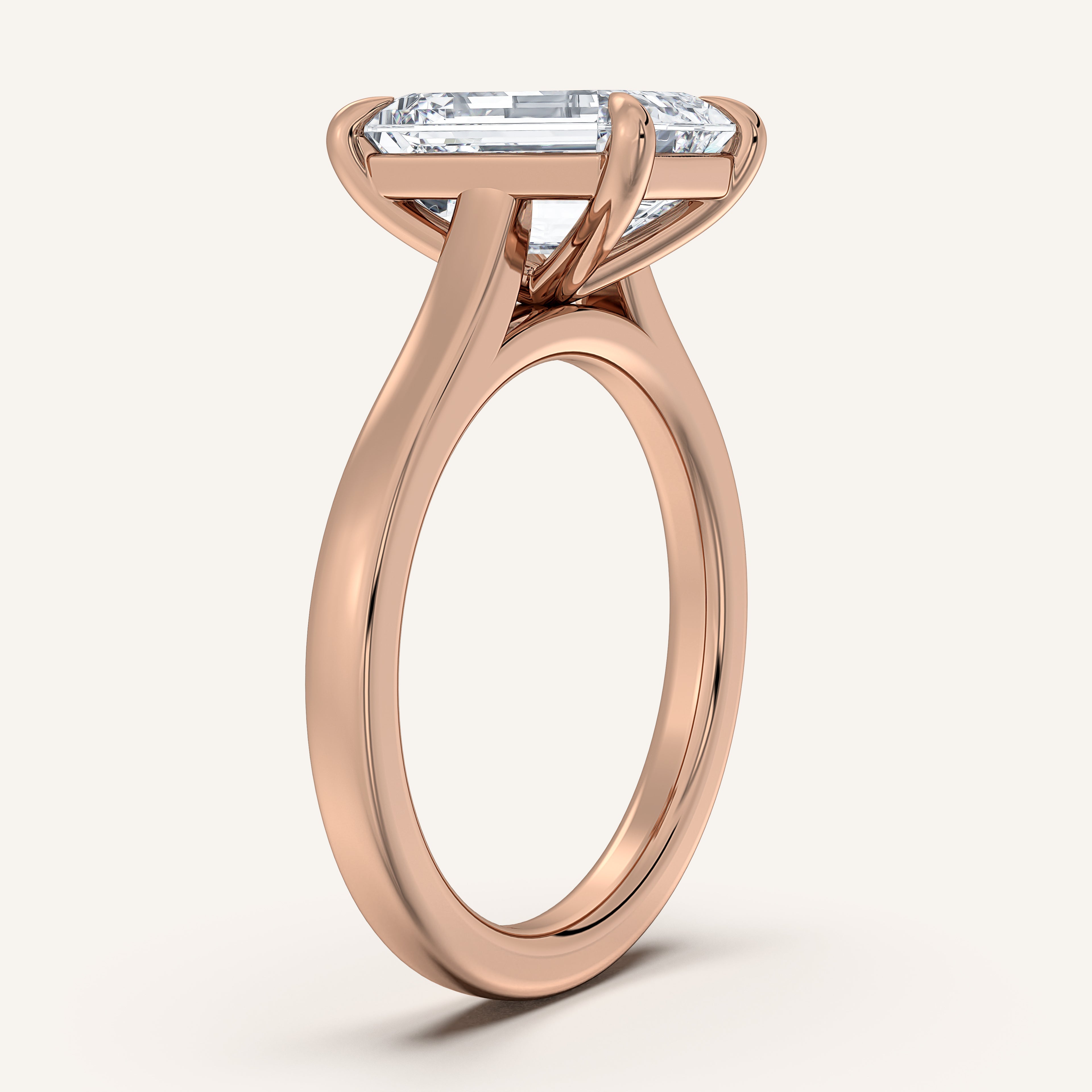 shape: Emerald | metal: Rose Gold | view: 2