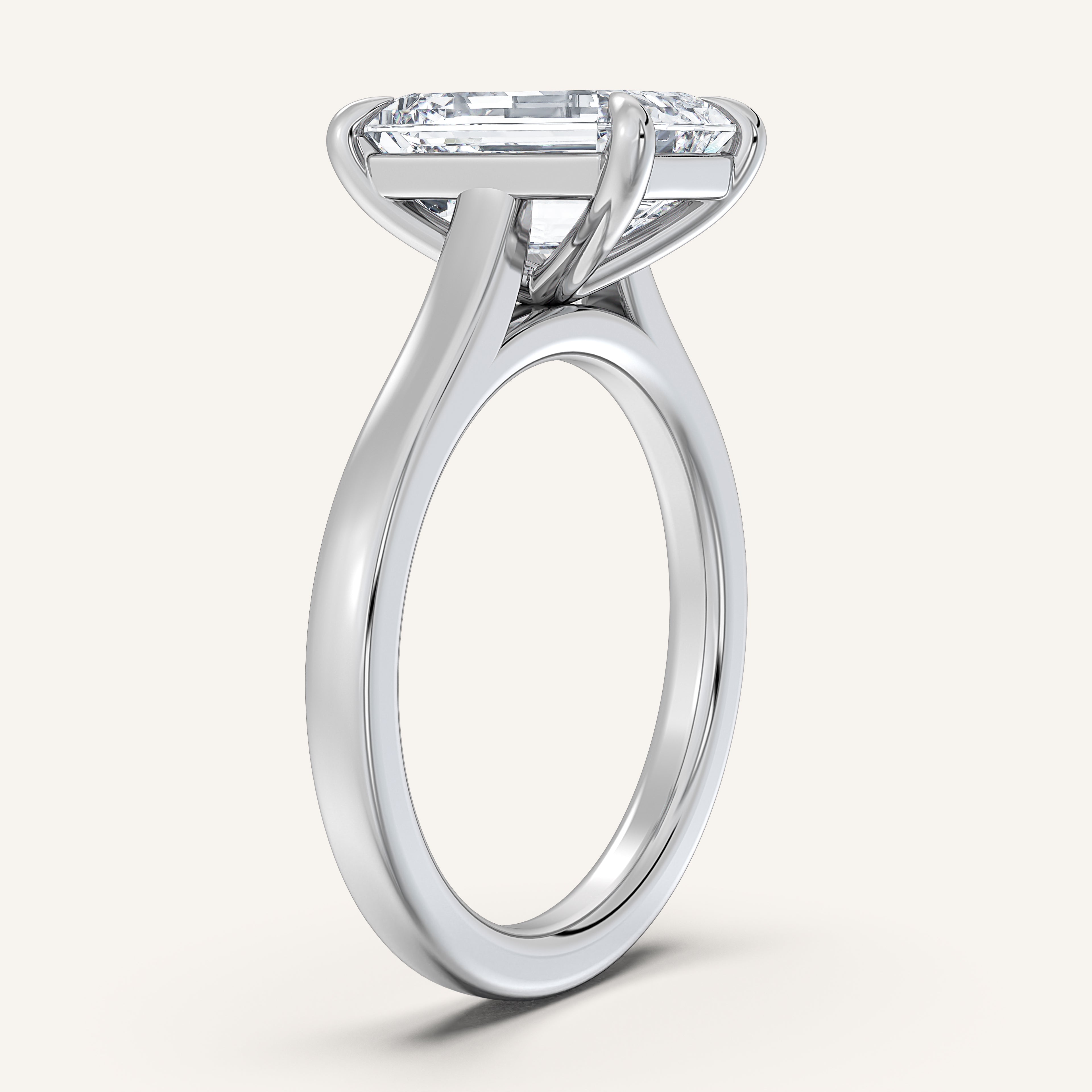 shape: Emerald | metal: White Gold, Platinum | view: 2