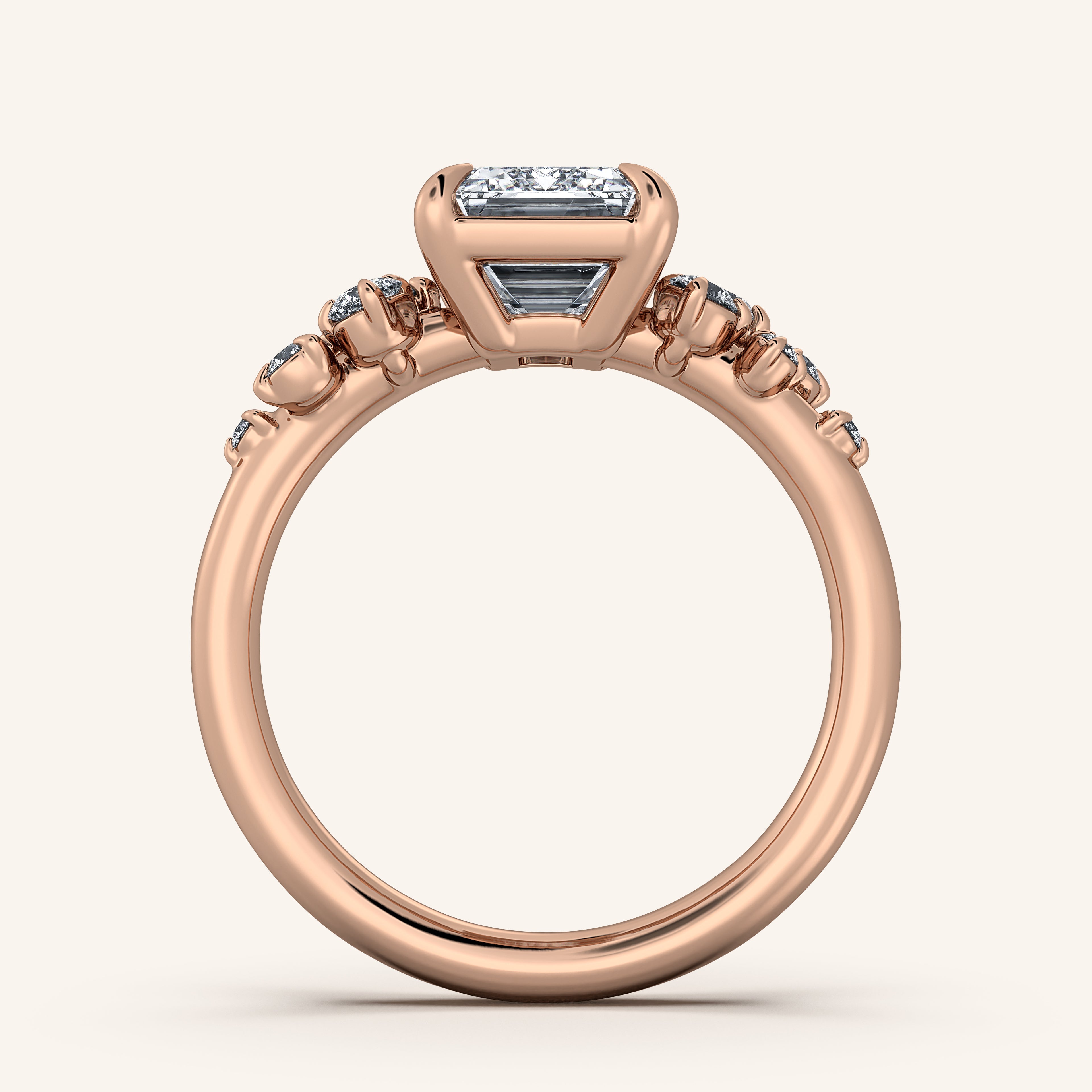 shape: Emerald | metal: Rose Gold | view: 4