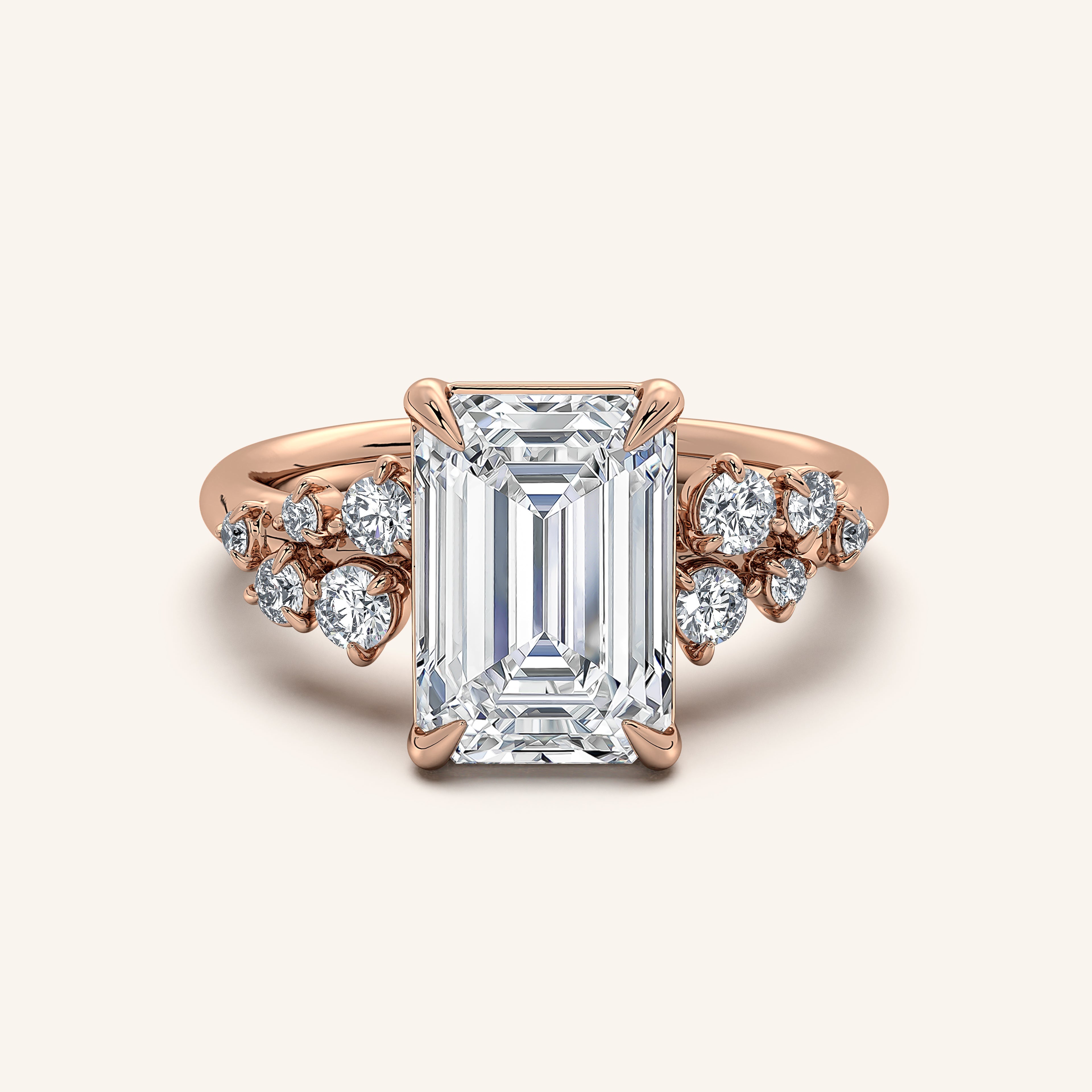 shape: Emerald | metal: Rose Gold | view: 1