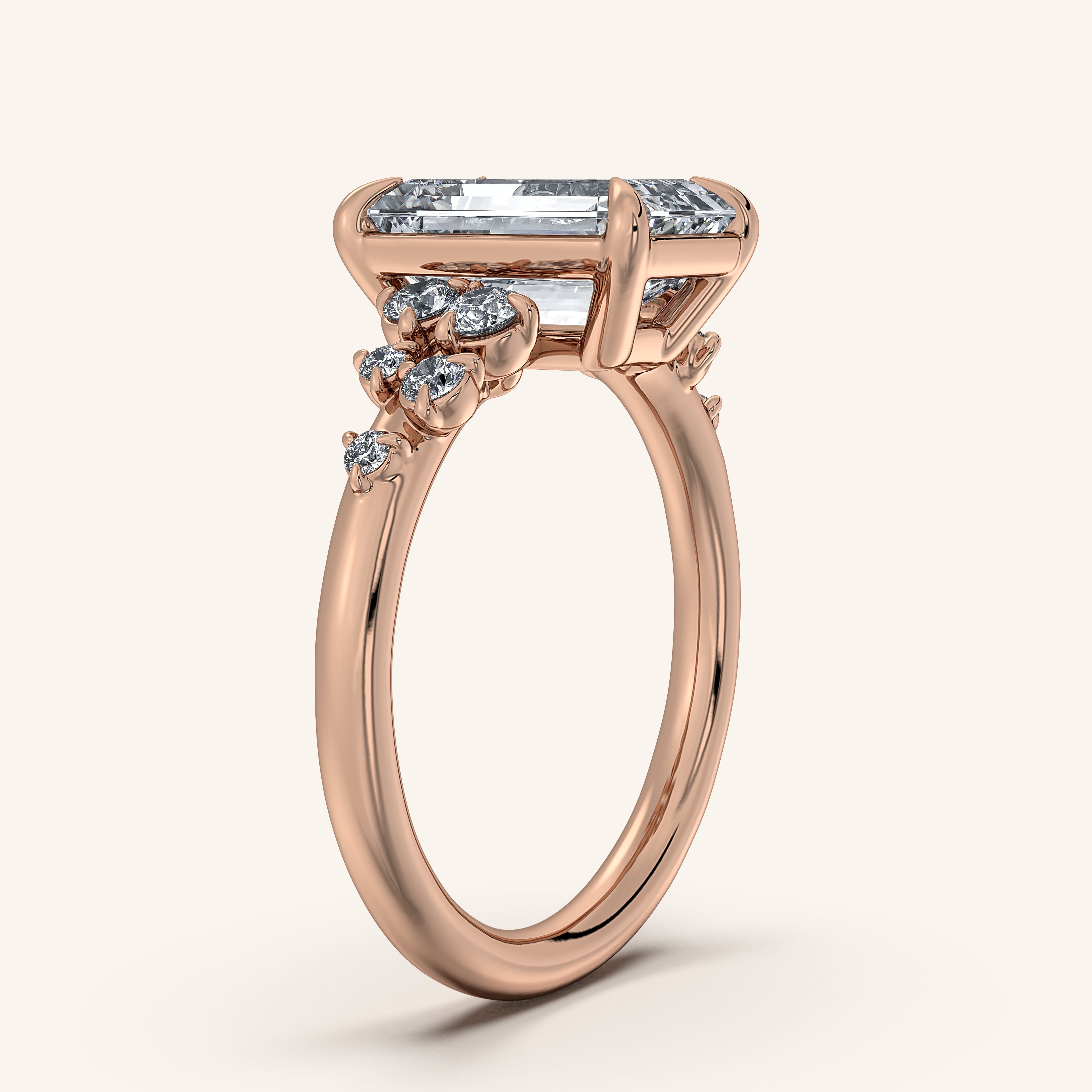 shape: Emerald | metal: Rose Gold | view: 2