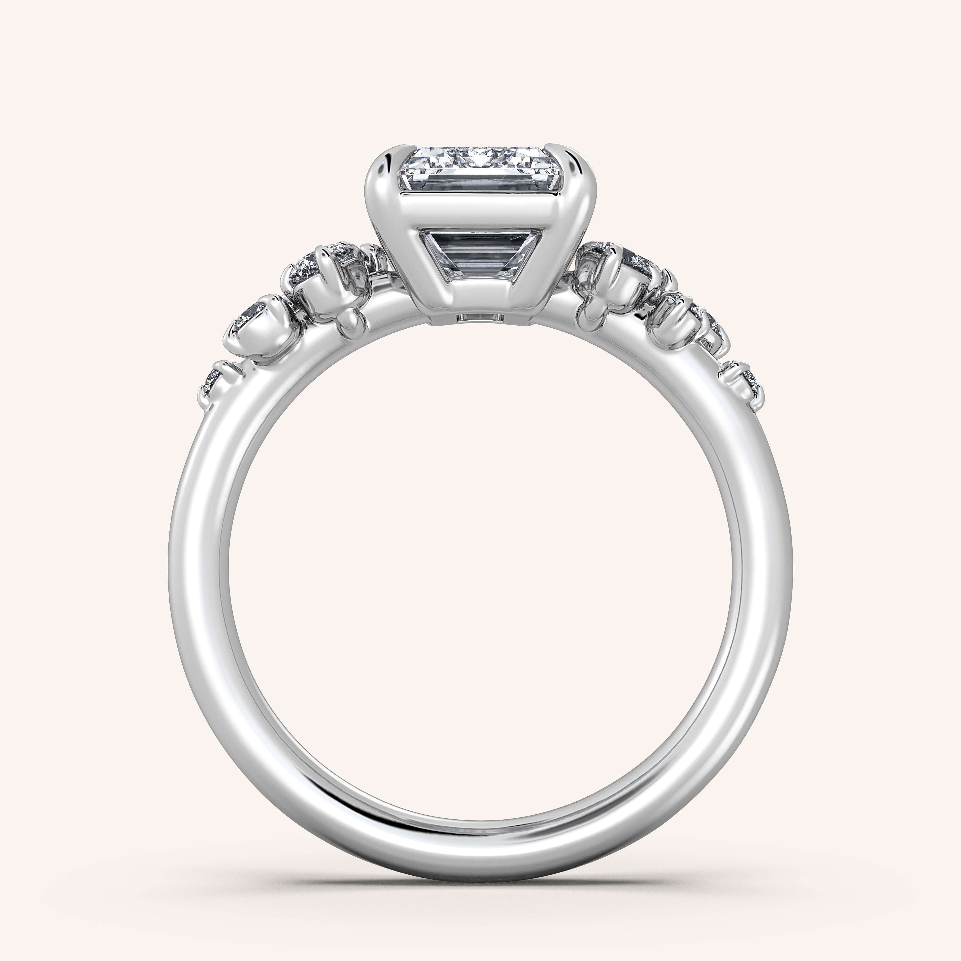 shape: Emerald | metal: White Gold, Platinum | view: 4