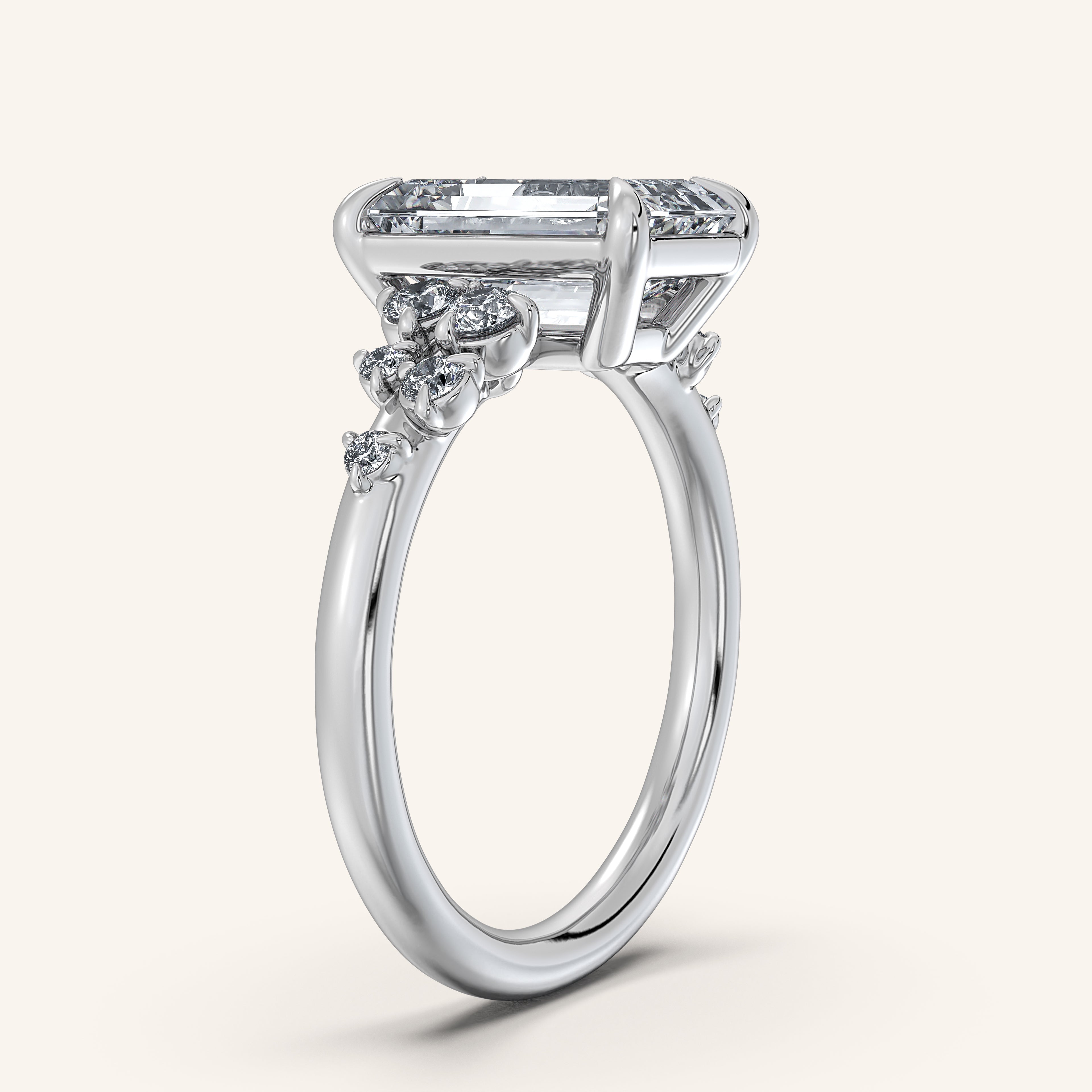 shape: Emerald | metal: White Gold, Platinum | view: 2