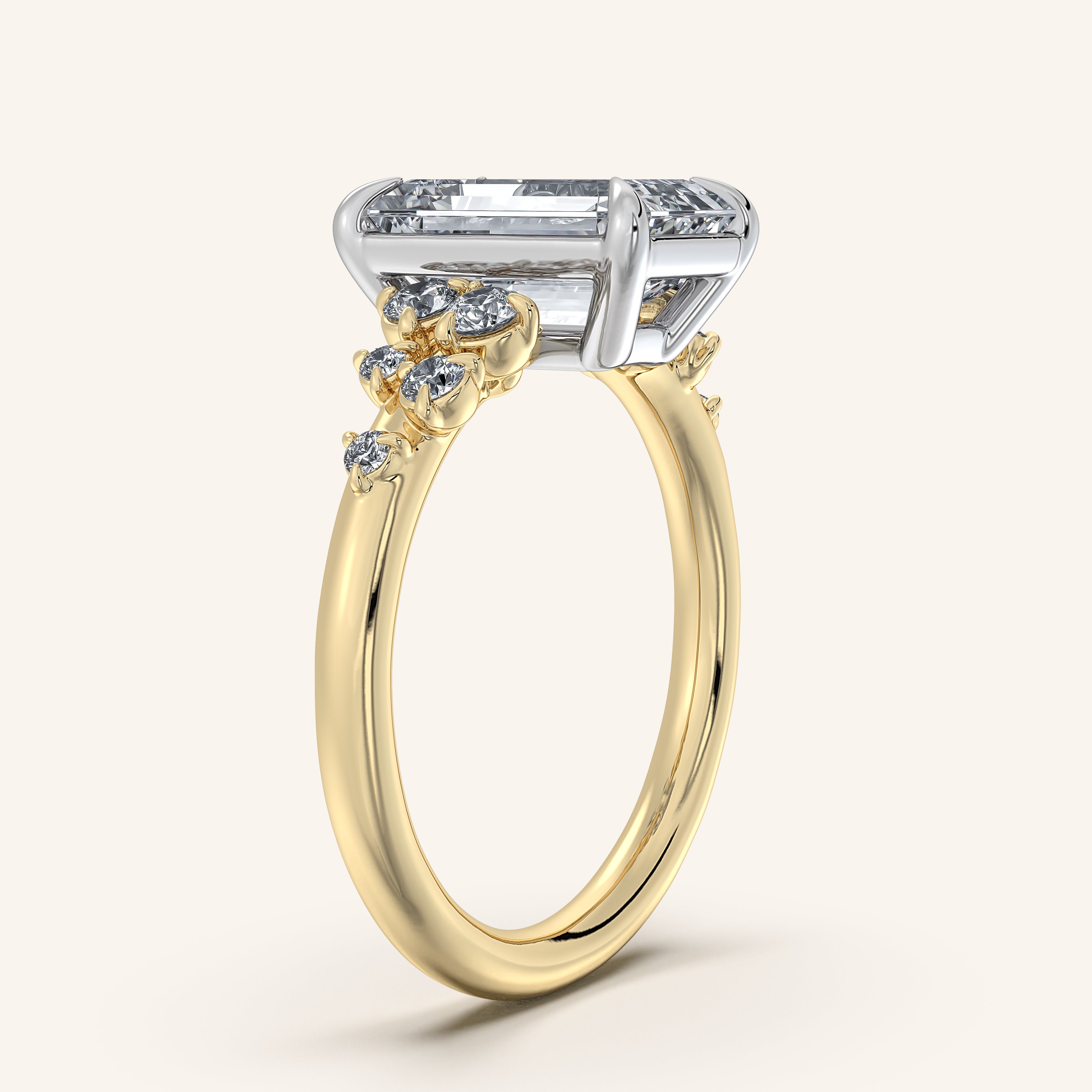 shape: Emerald | metal: Two Tone | view: 2