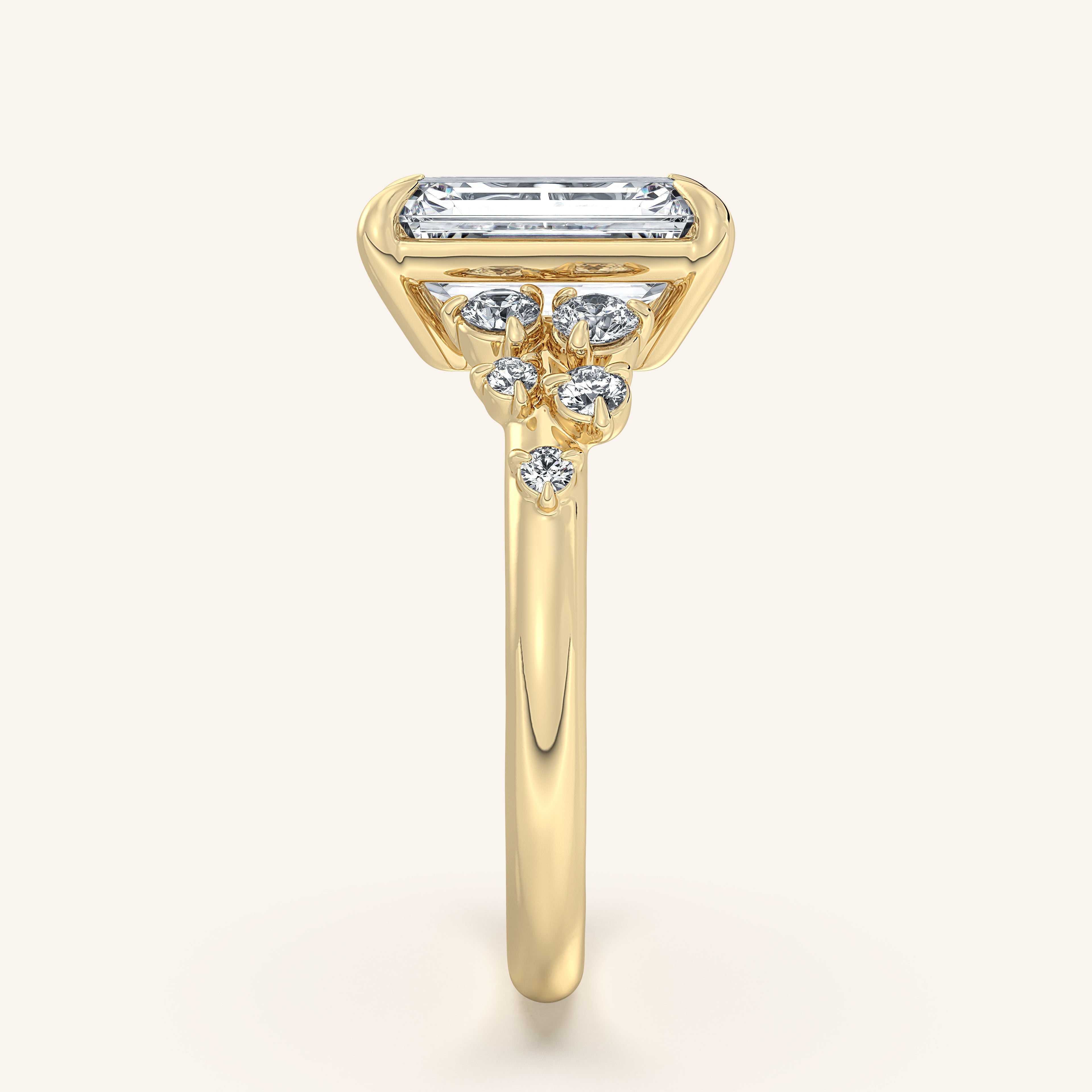 shape: Emerald | metal: Yellow Gold | view: 3