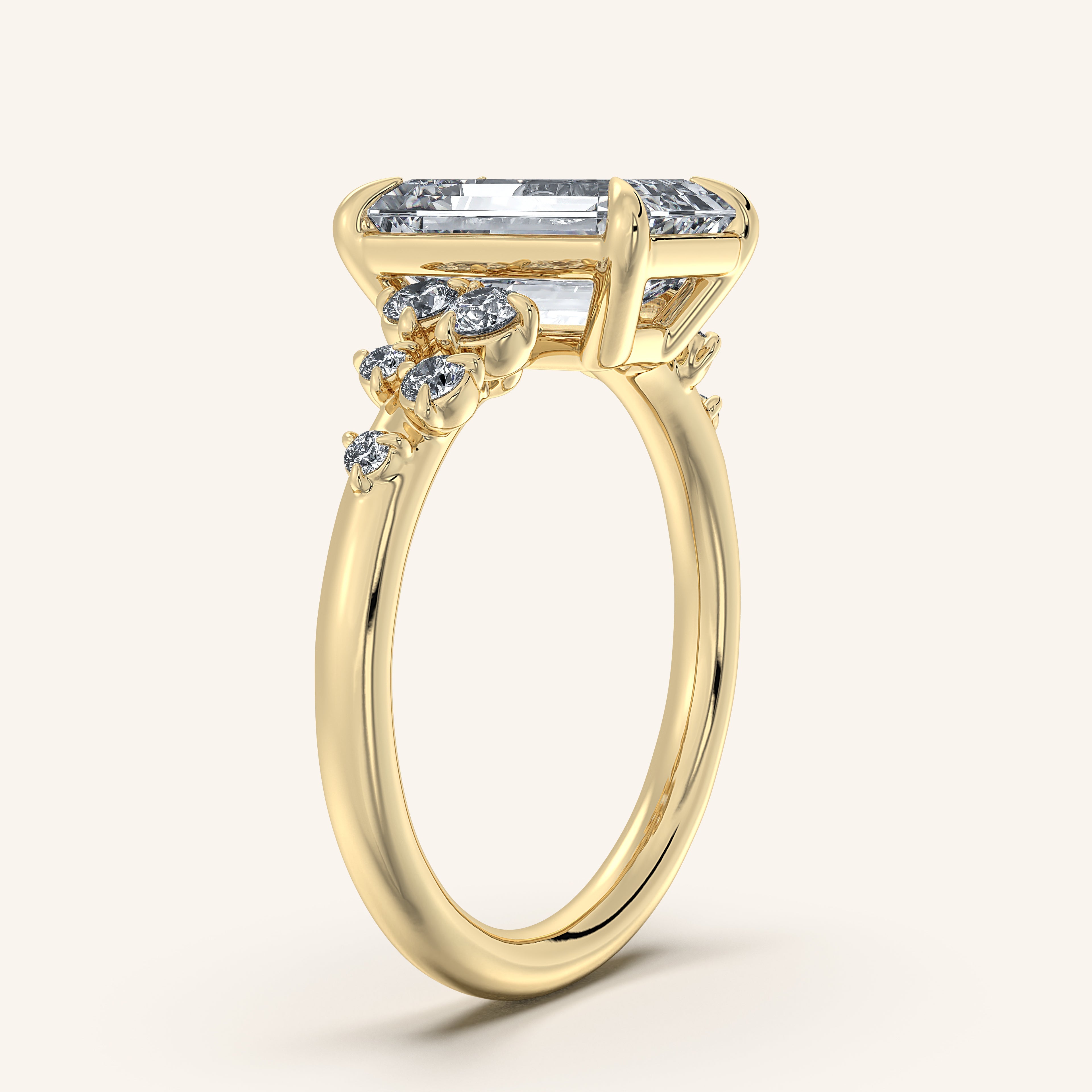 shape: Emerald | metal: Yellow Gold | view: 2