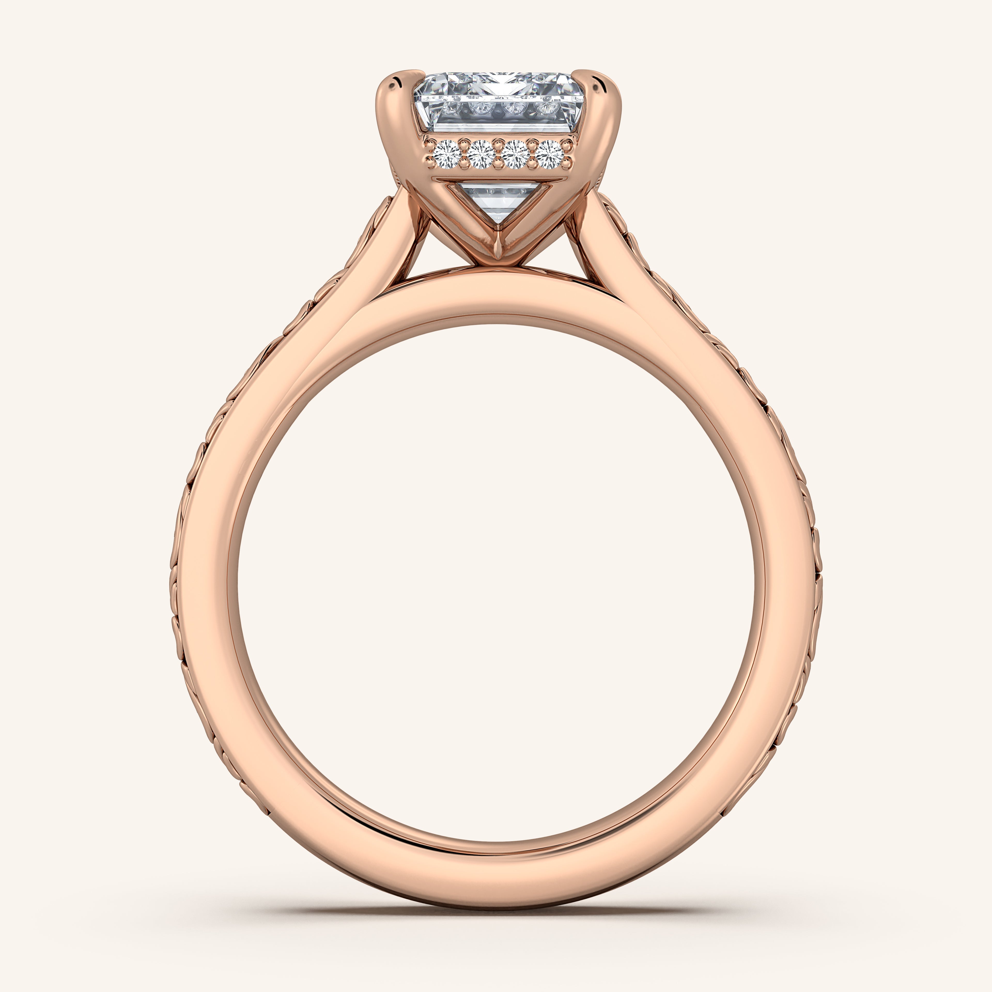 shape: Emerald | metal: Rose Gold | view: 4