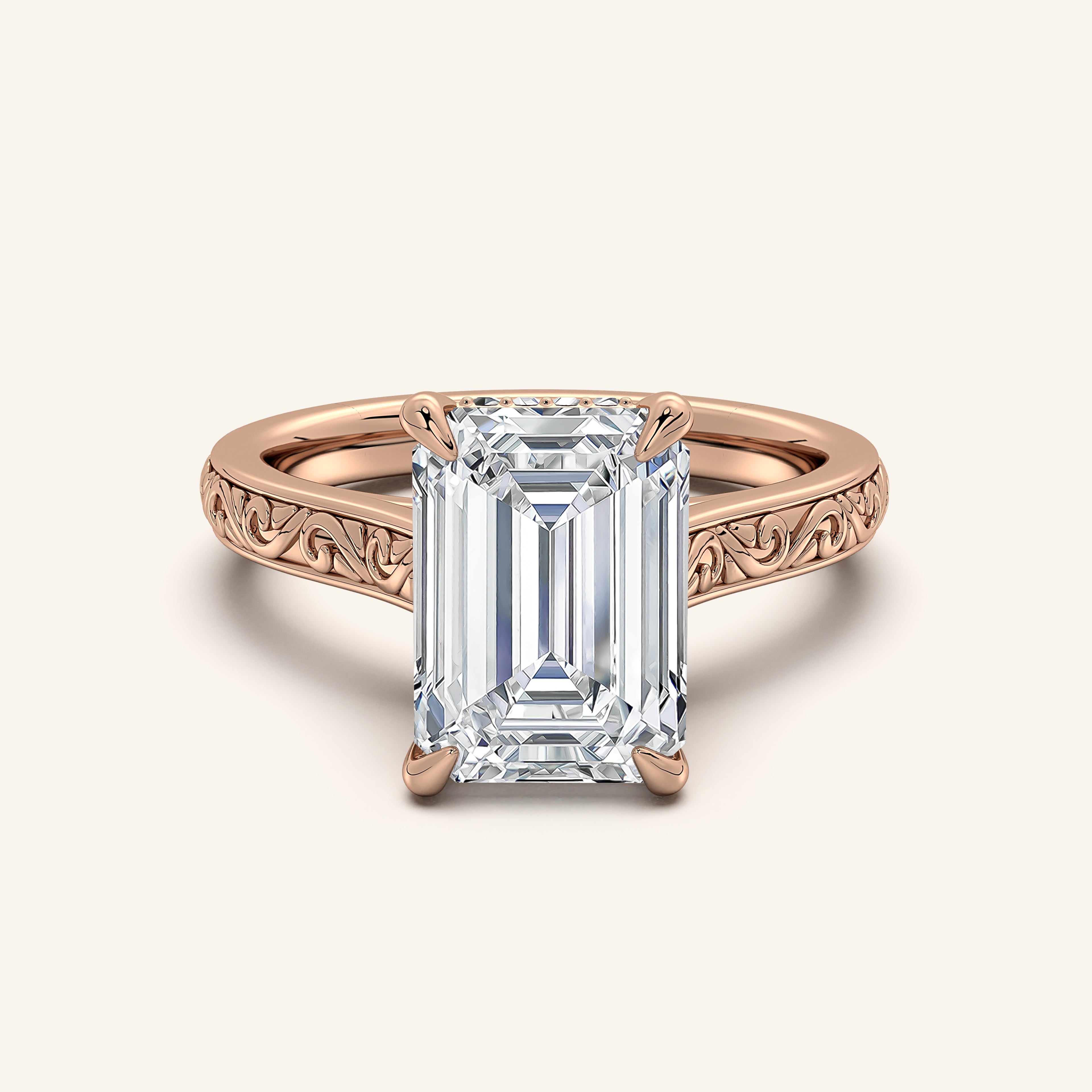 shape: Emerald | metal: Rose Gold | view: 1