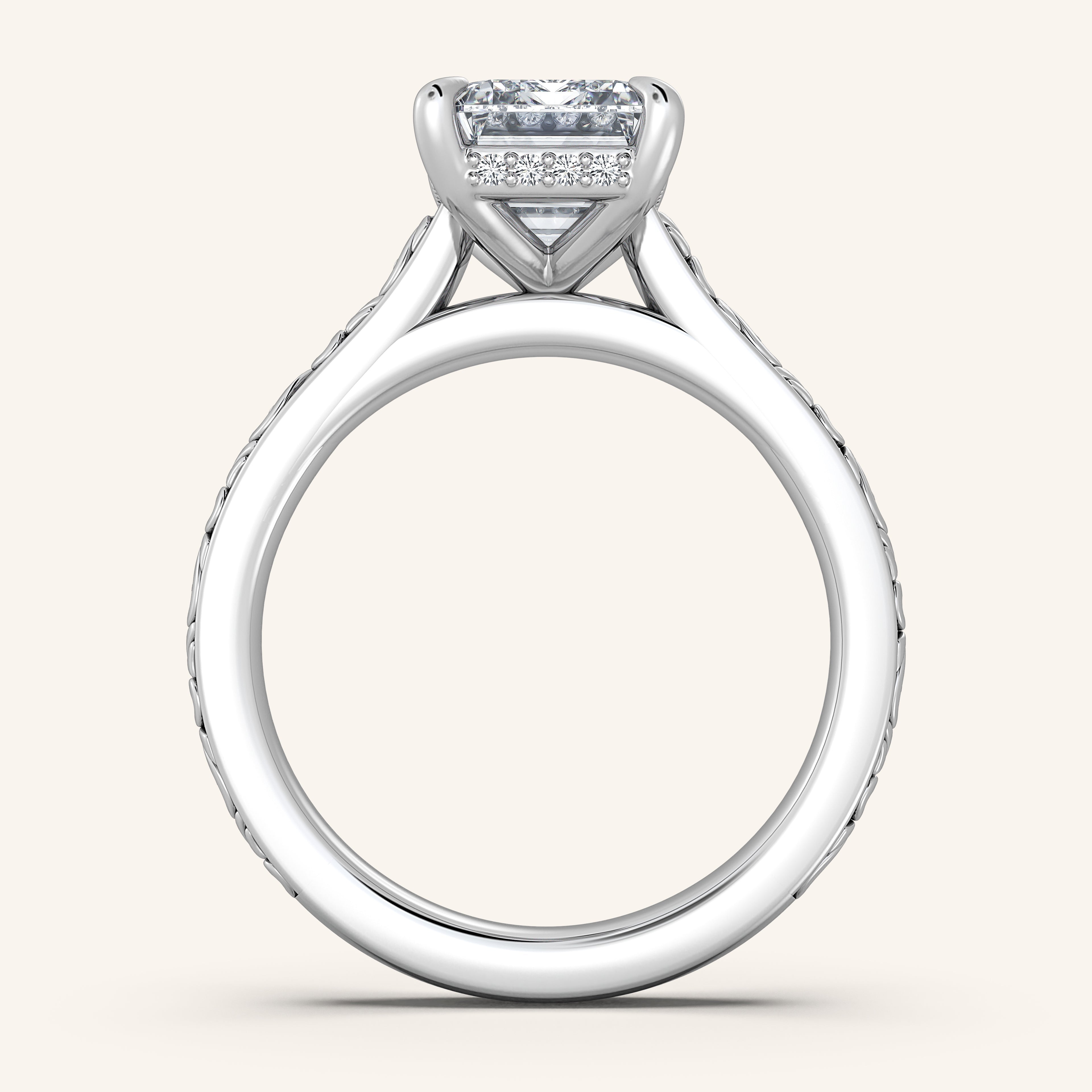 shape: Emerald | metal: White Gold, Platinum | view: 4