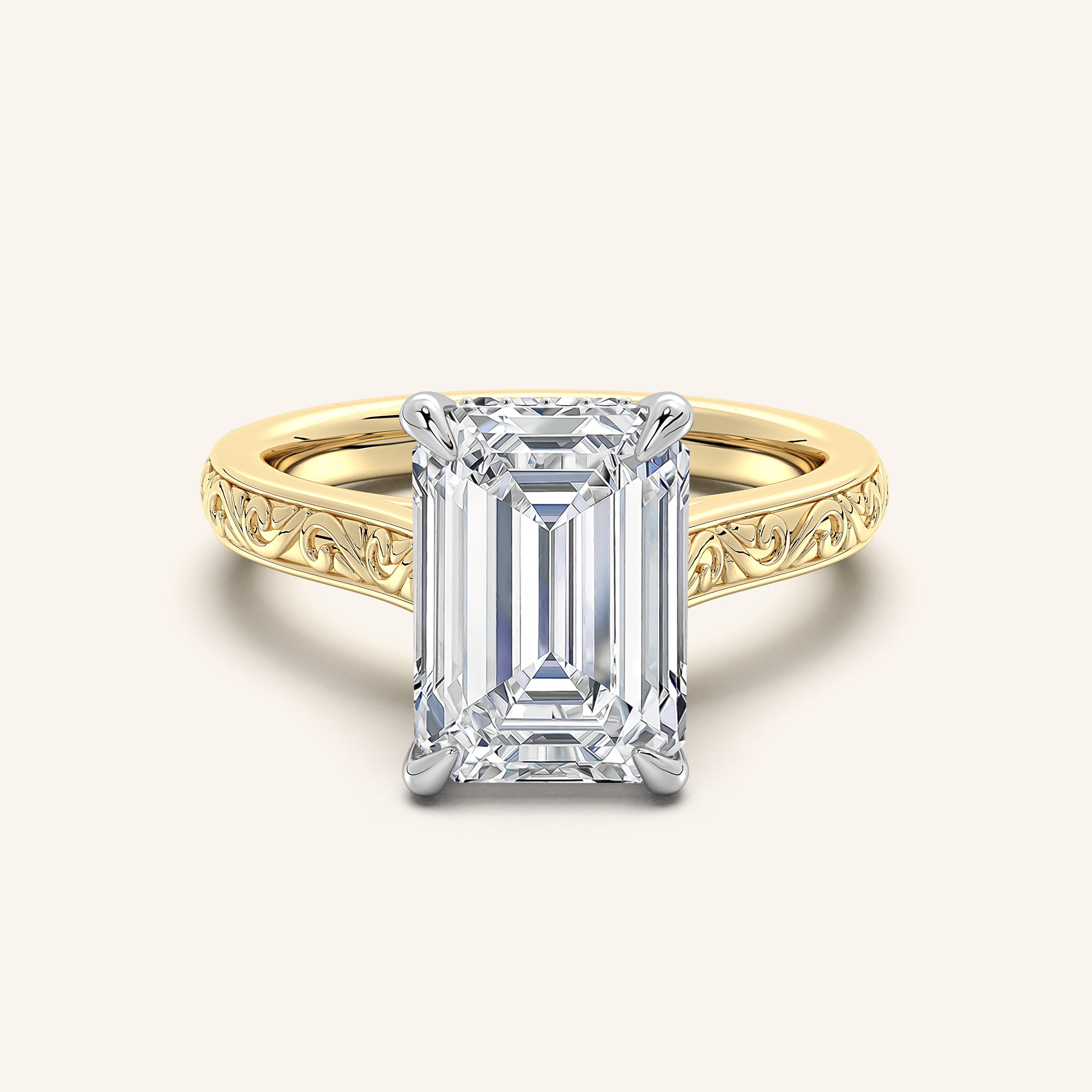 shape: Emerald | metal: Two Tone | view: 1