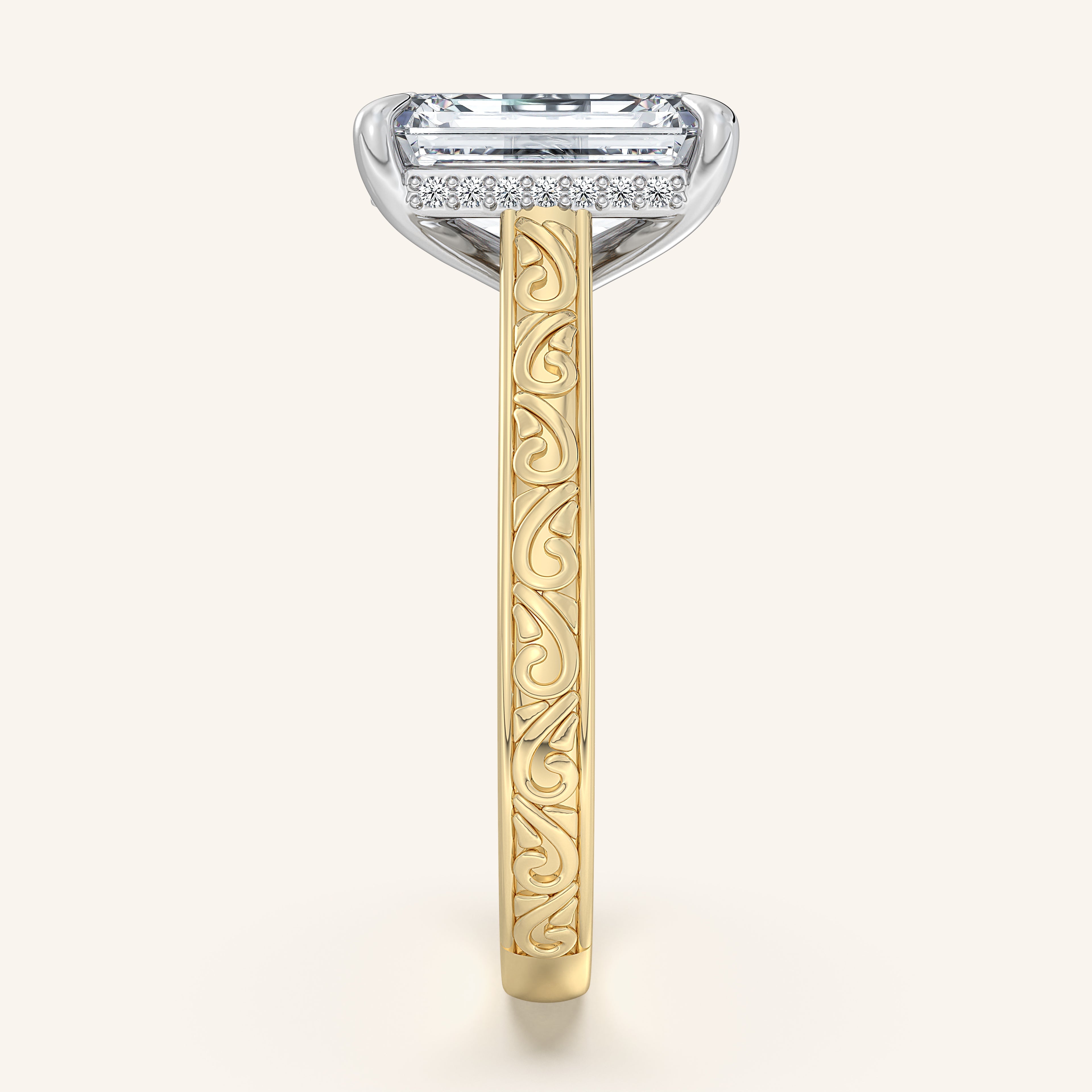 shape: Emerald | metal: Two Tone | view: 3