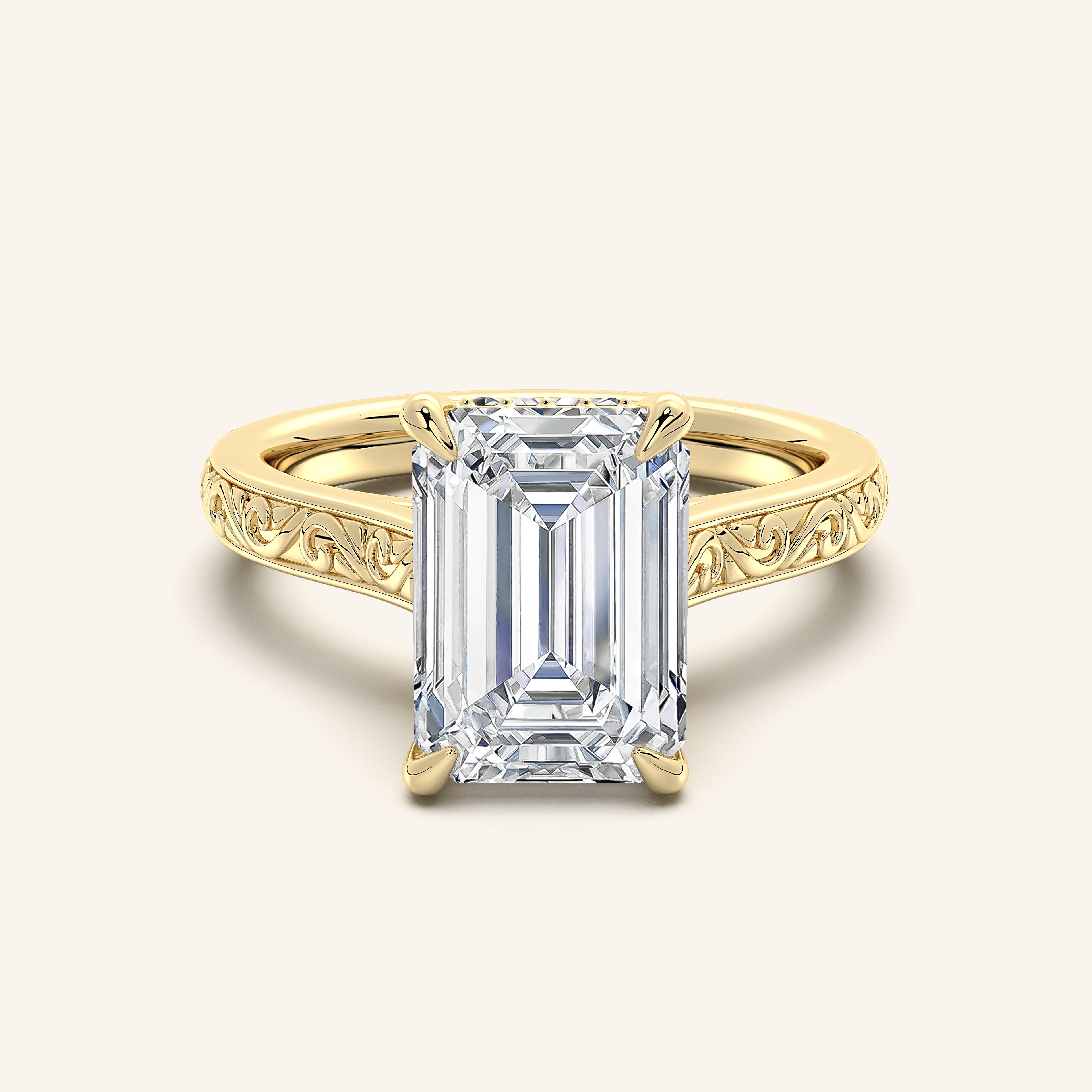 shape: Emerald | metal: Yellow Gold | view: 1