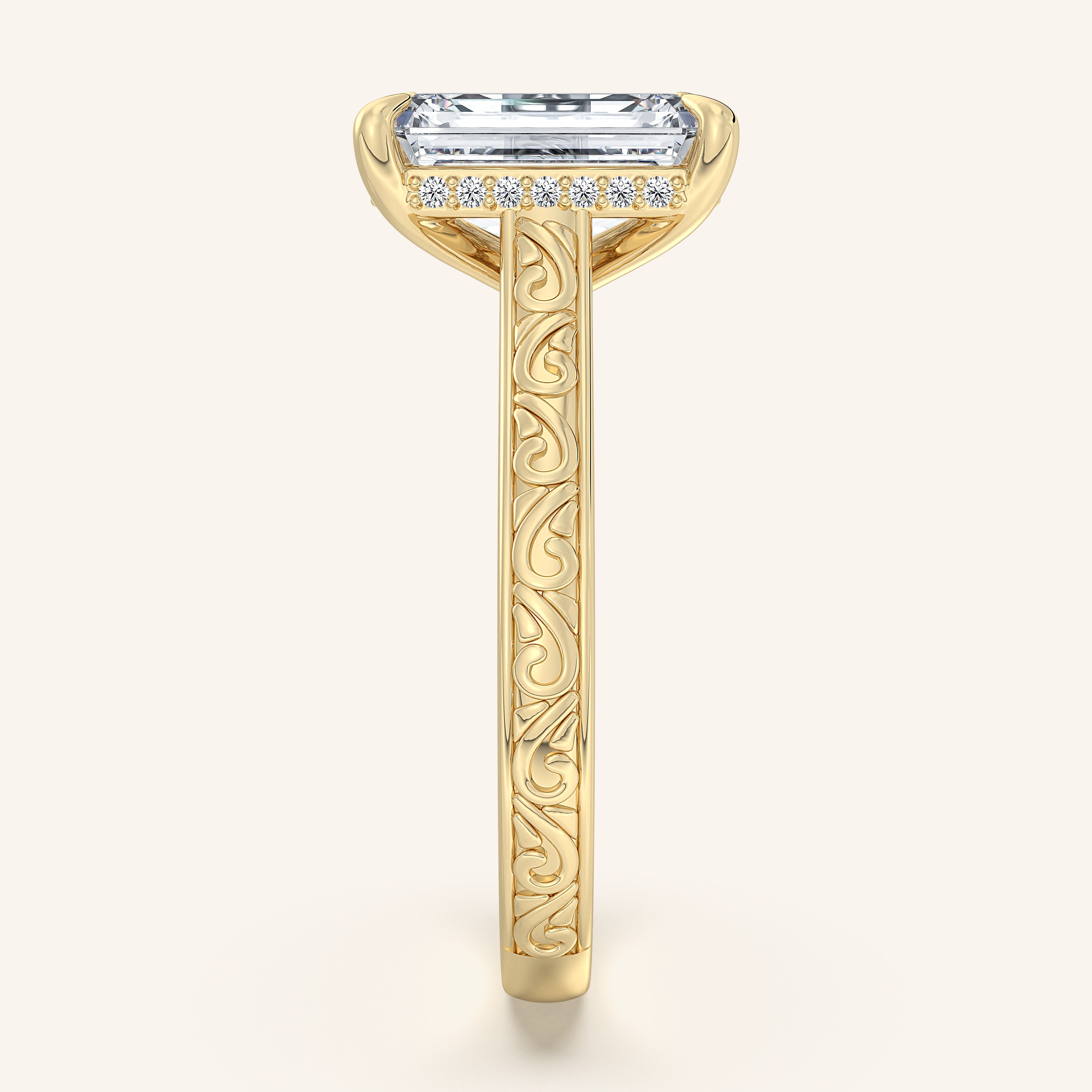 shape: Emerald | metal: Yellow Gold | view: 3