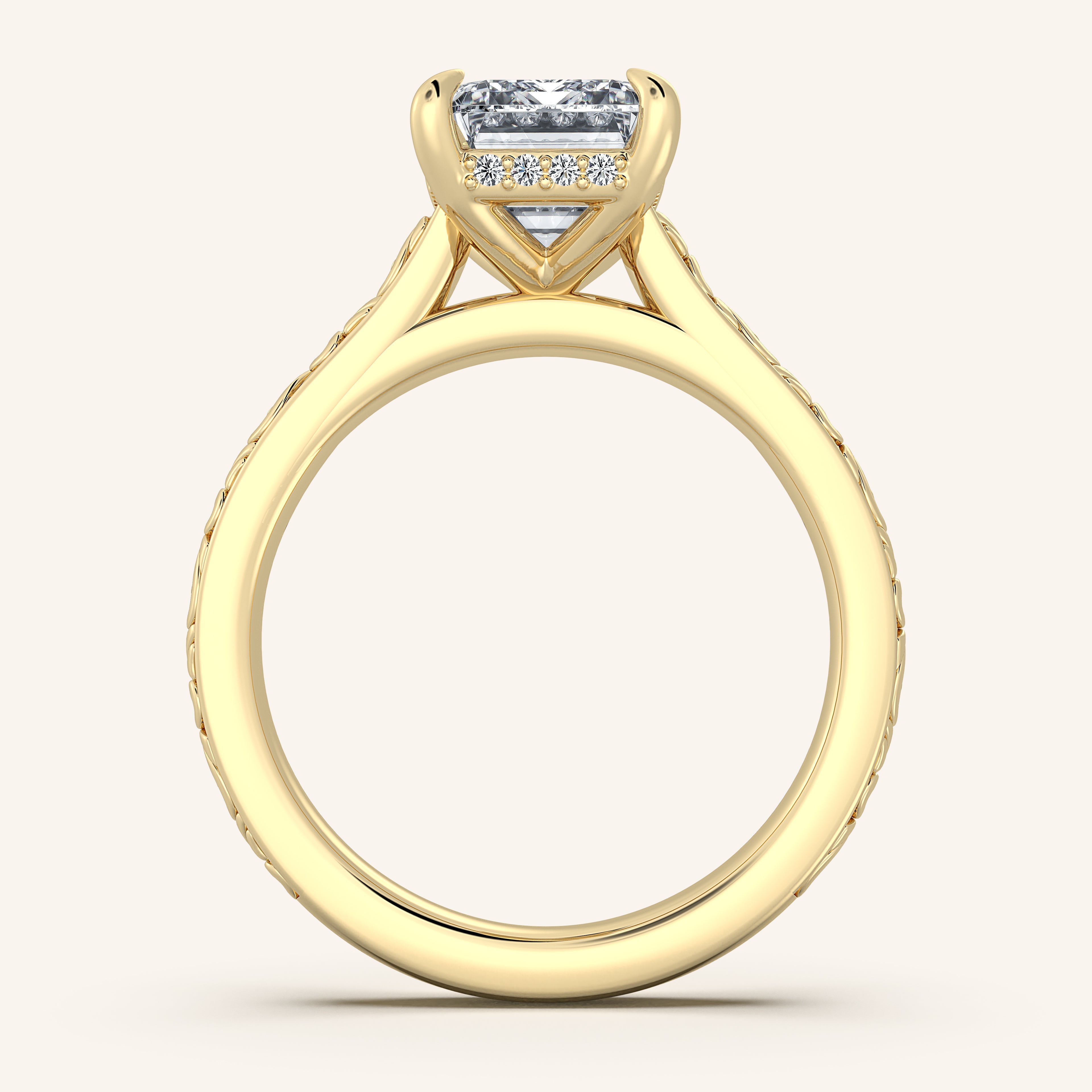 shape: Radiant | metal: Yellow Gold | view: 4