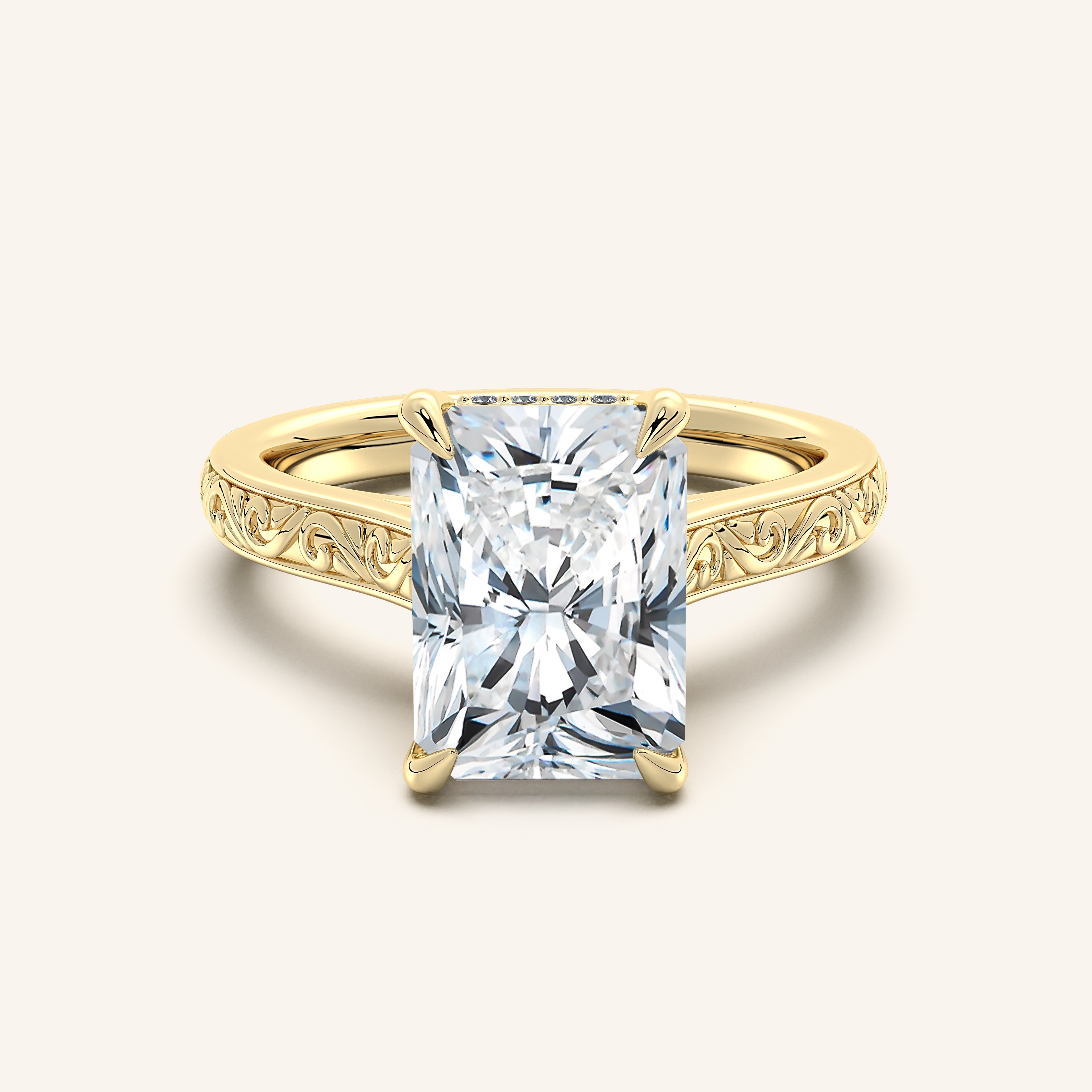 shape: Radiant | metal: Yellow Gold | view: 1