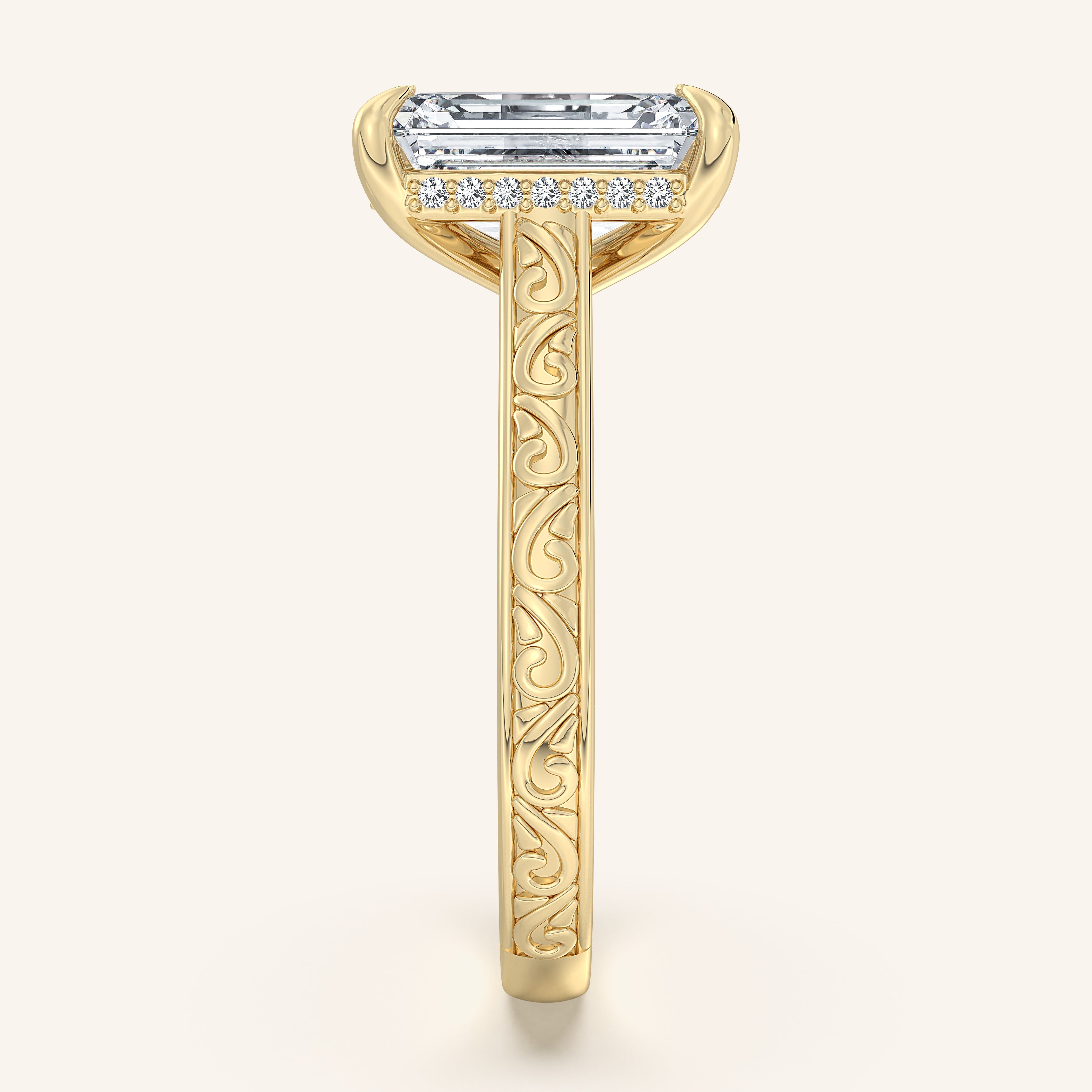 shape: Radiant | metal: Yellow Gold | view: 3