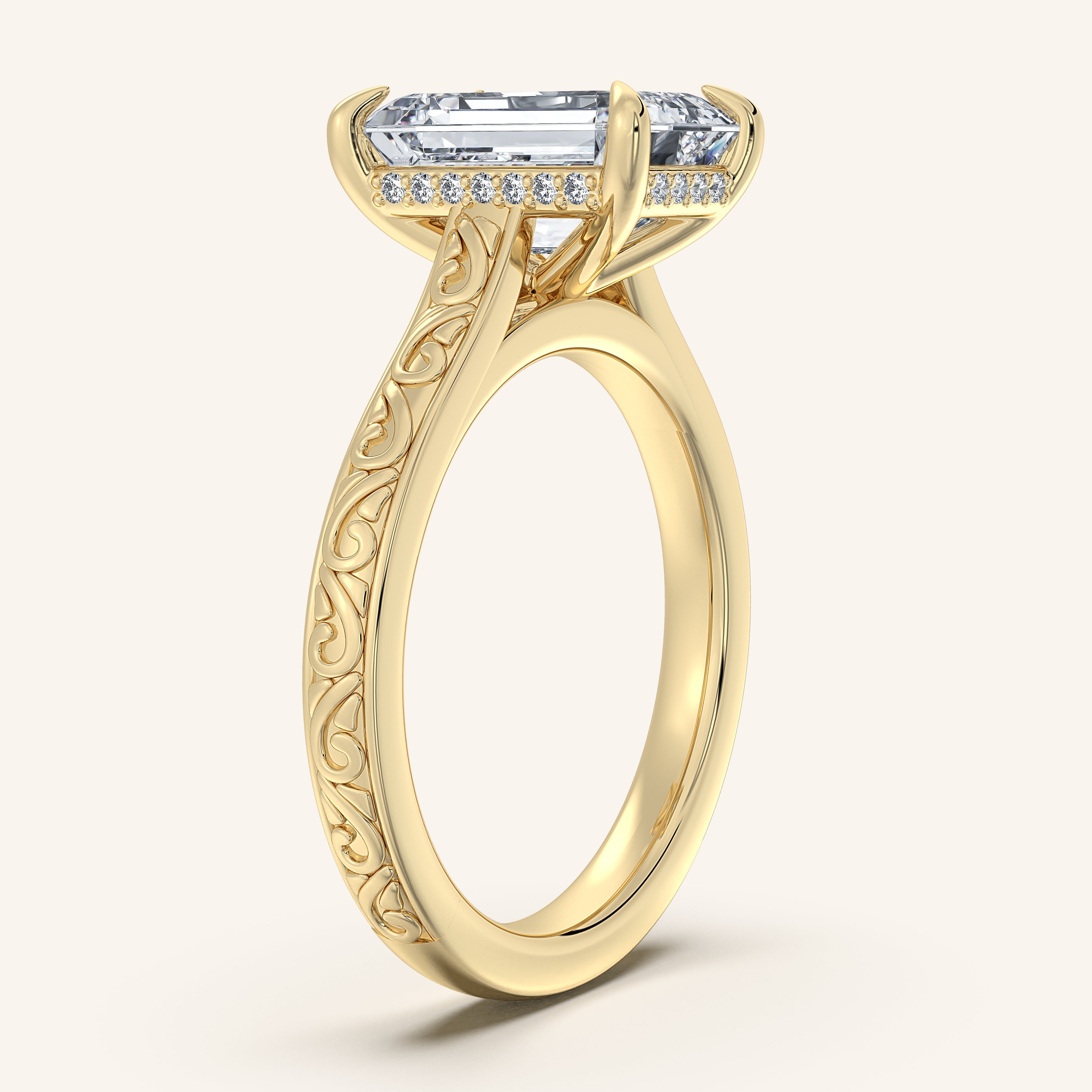 shape: Radiant | metal: Yellow Gold | view: 2