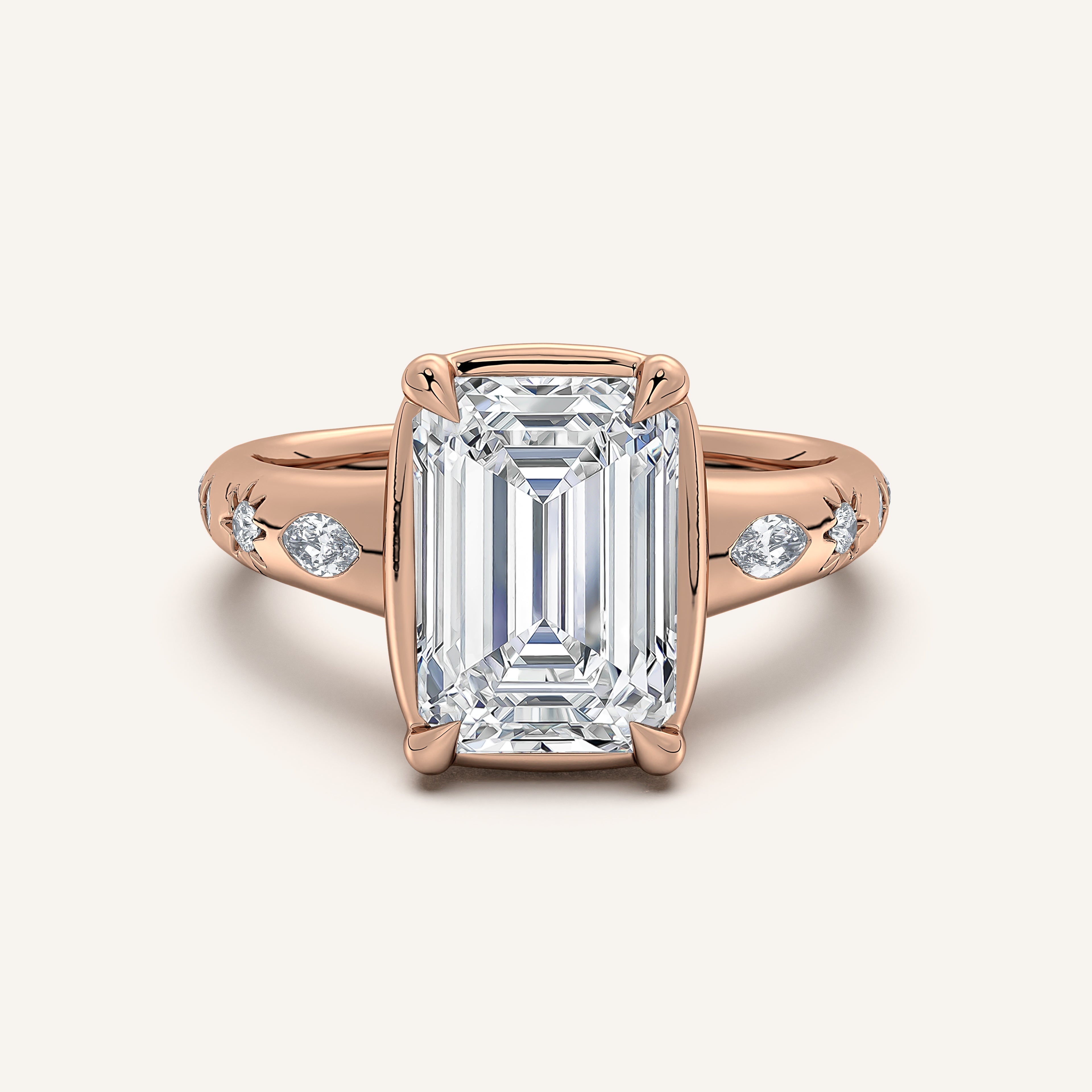 shape: Emerald | metal: Rose Gold | view: 1