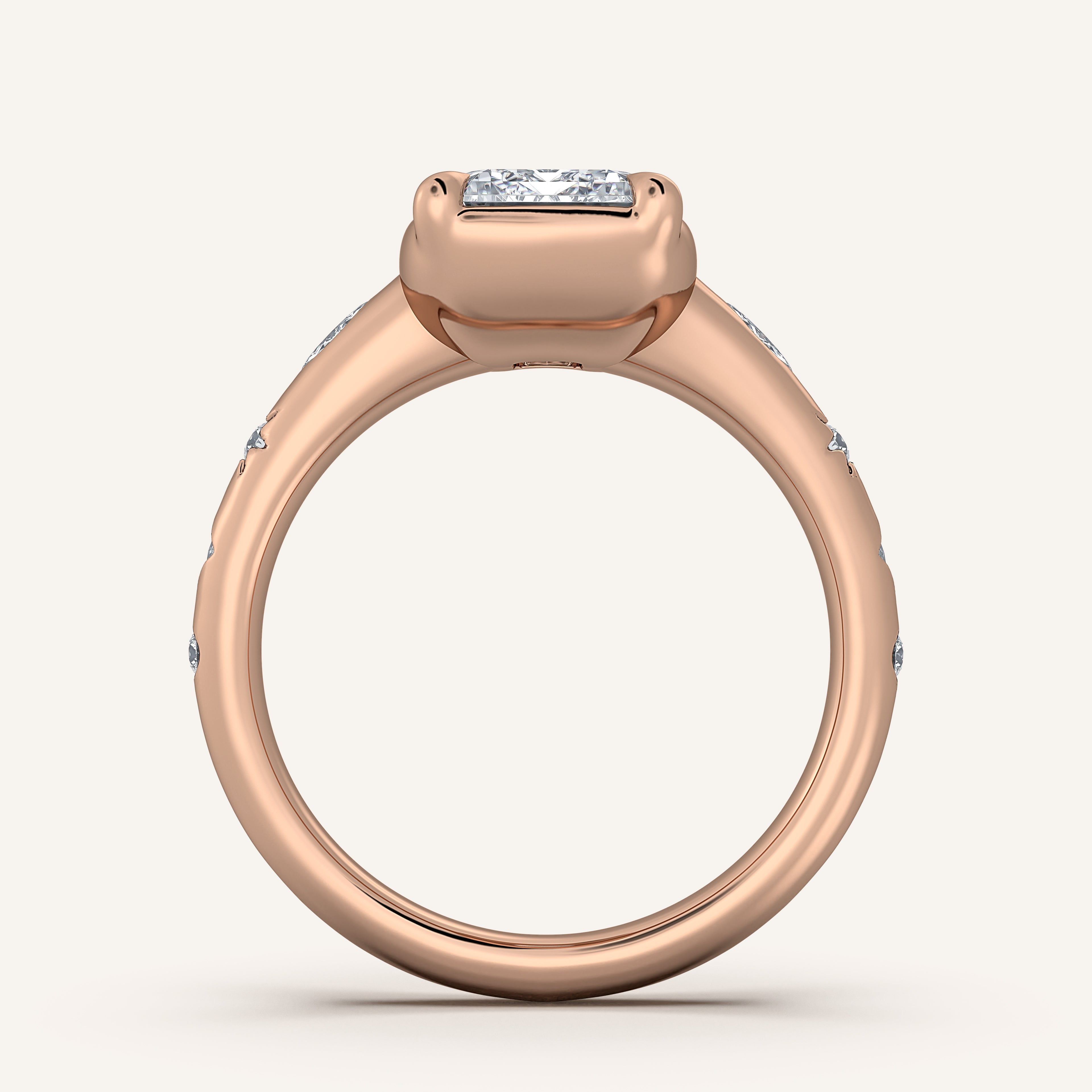 shape: Emerald | metal: Rose Gold | view: 3