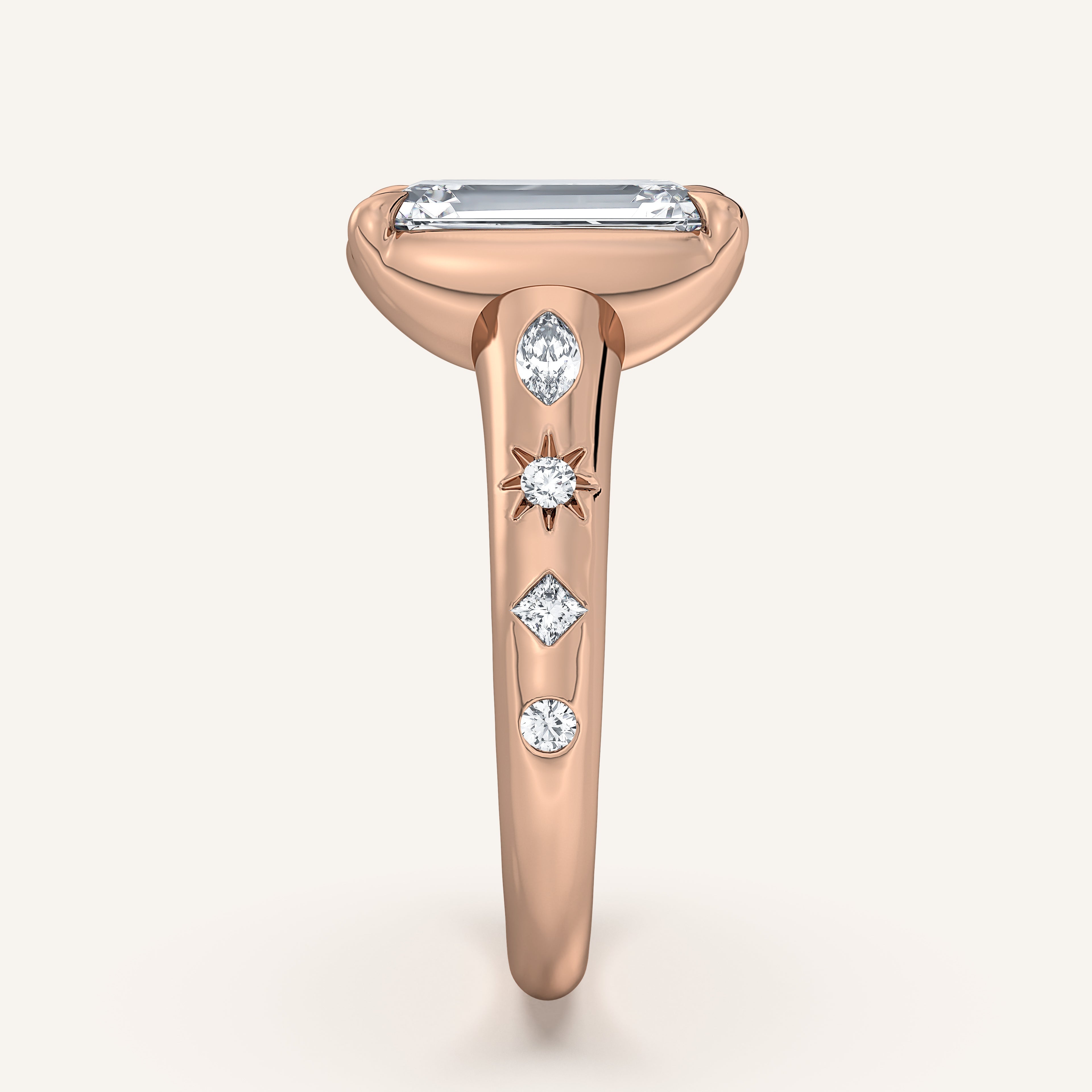 shape: Emerald | metal: Rose Gold | view: 4