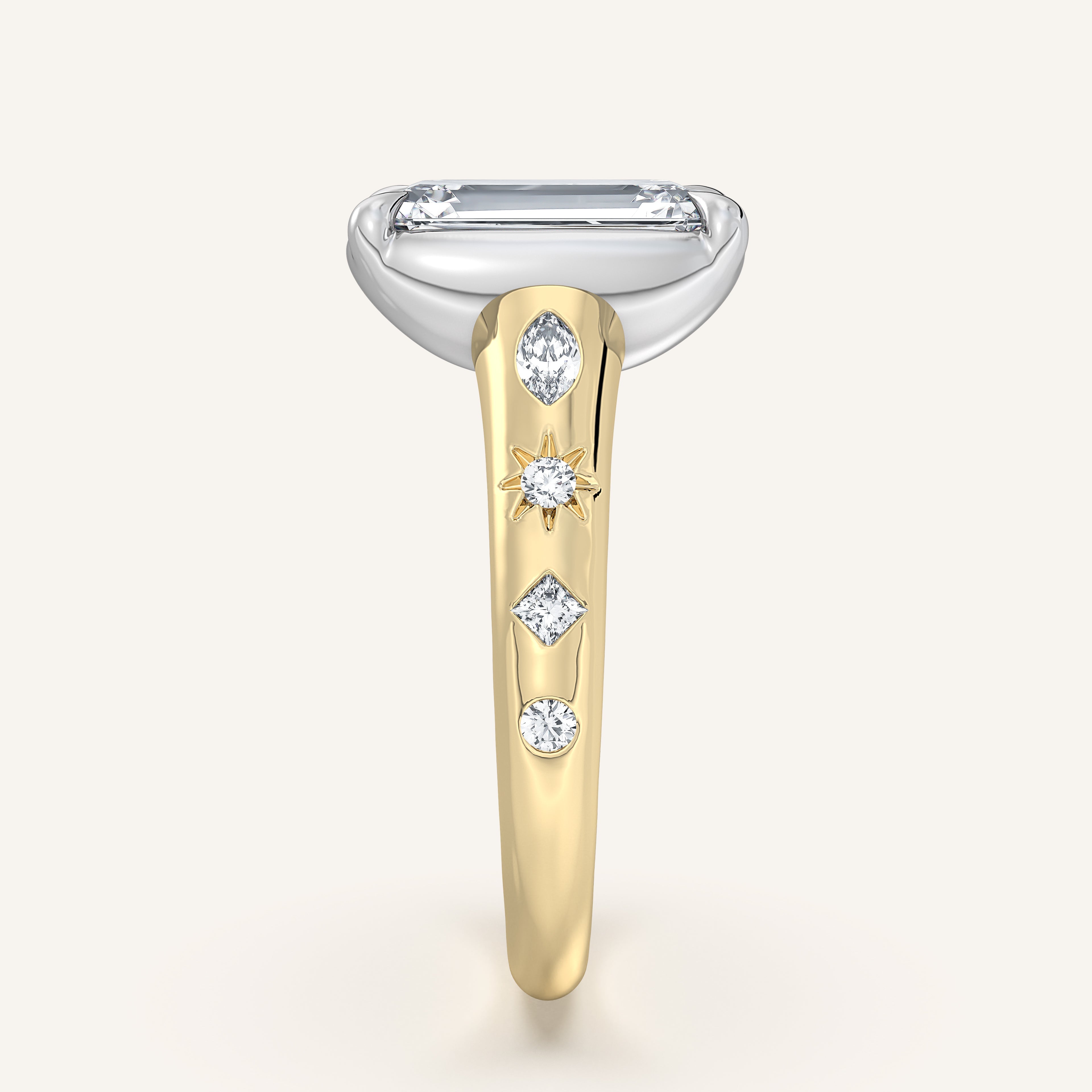 shape: Emerald | metal: Two Tone | view: 4
