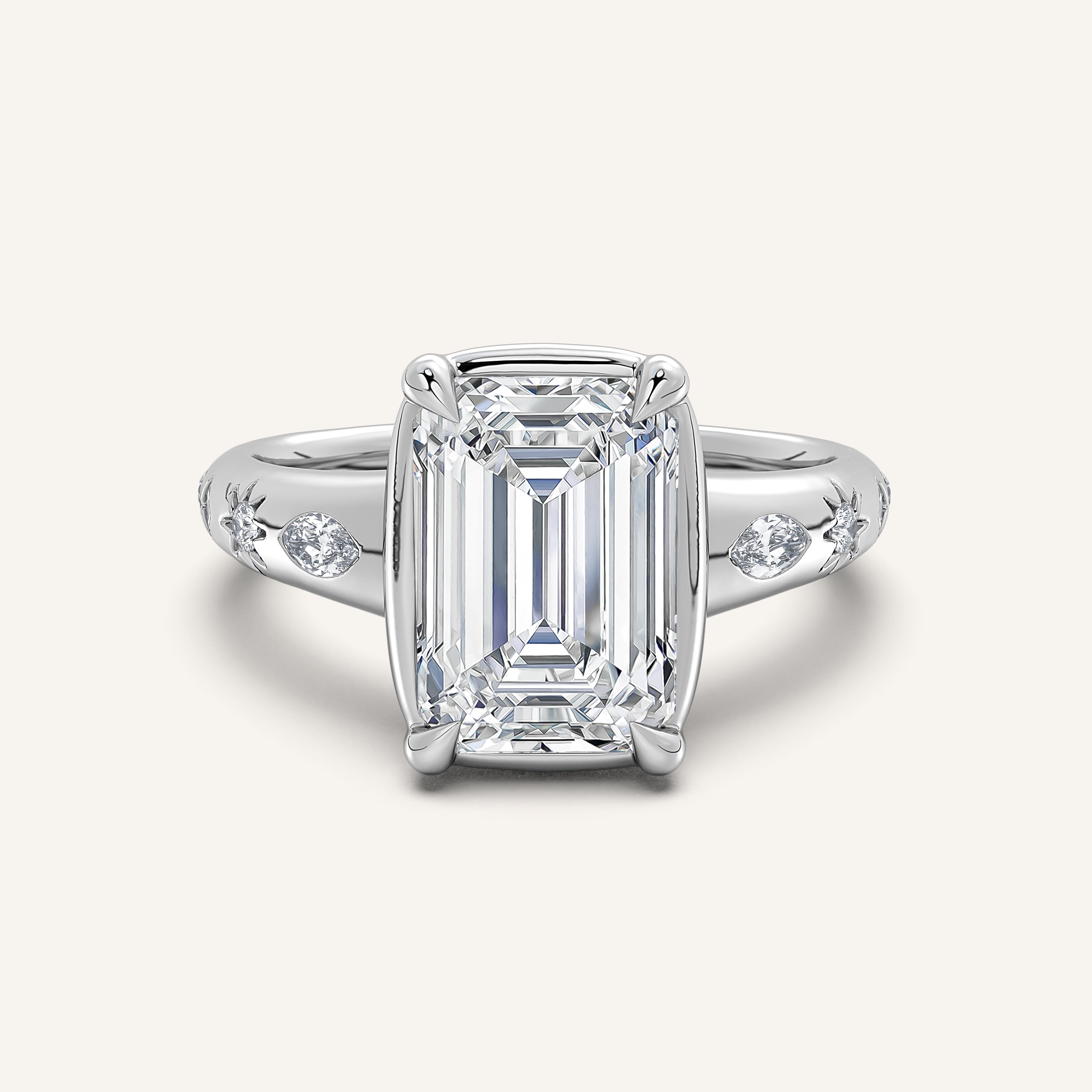 shape: Emerald | metal: White Gold, Platinum | view: 1