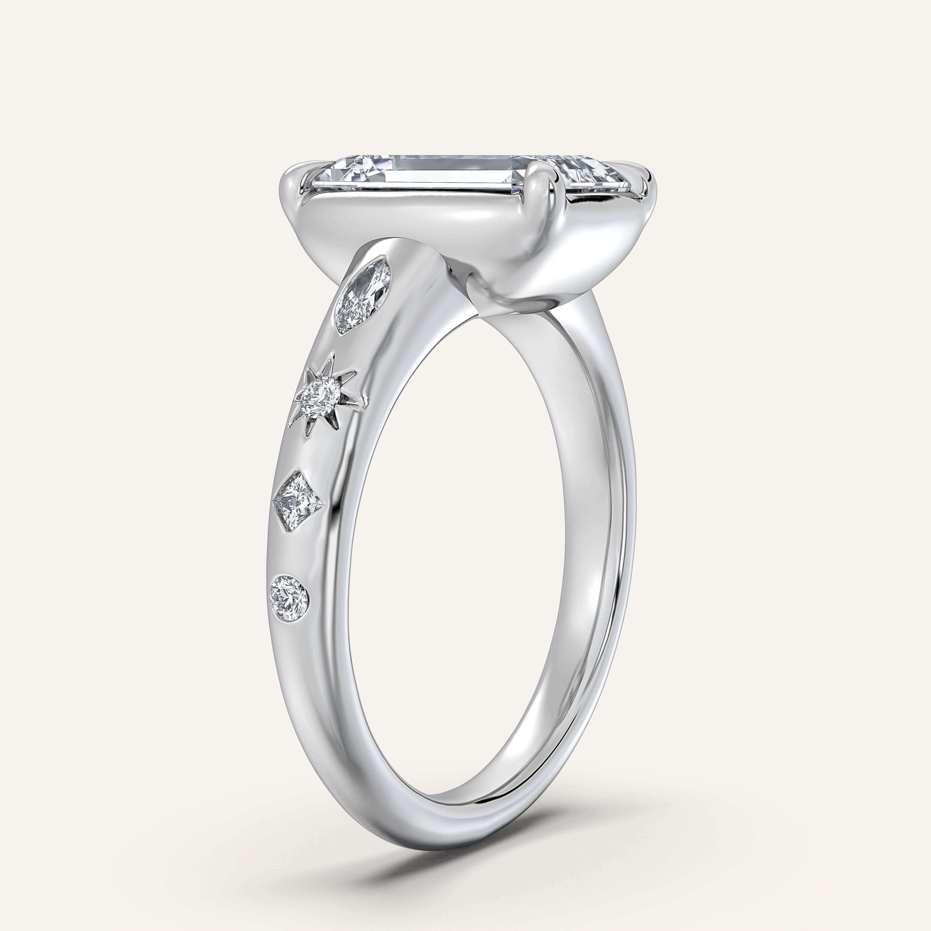 shape: Emerald | metal: White Gold, Platinum | view: 2