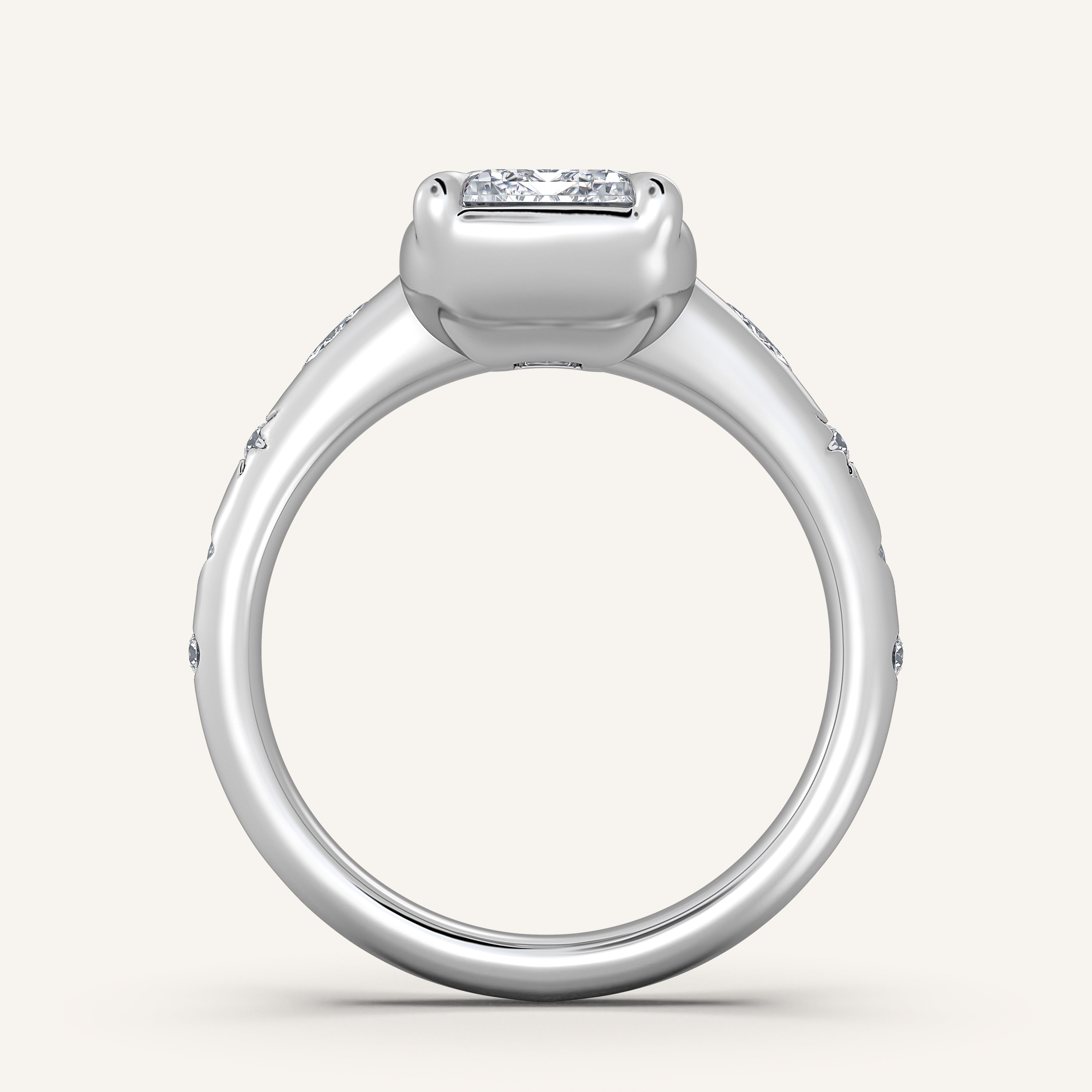shape: Emerald | metal: White Gold, Platinum | view: 3