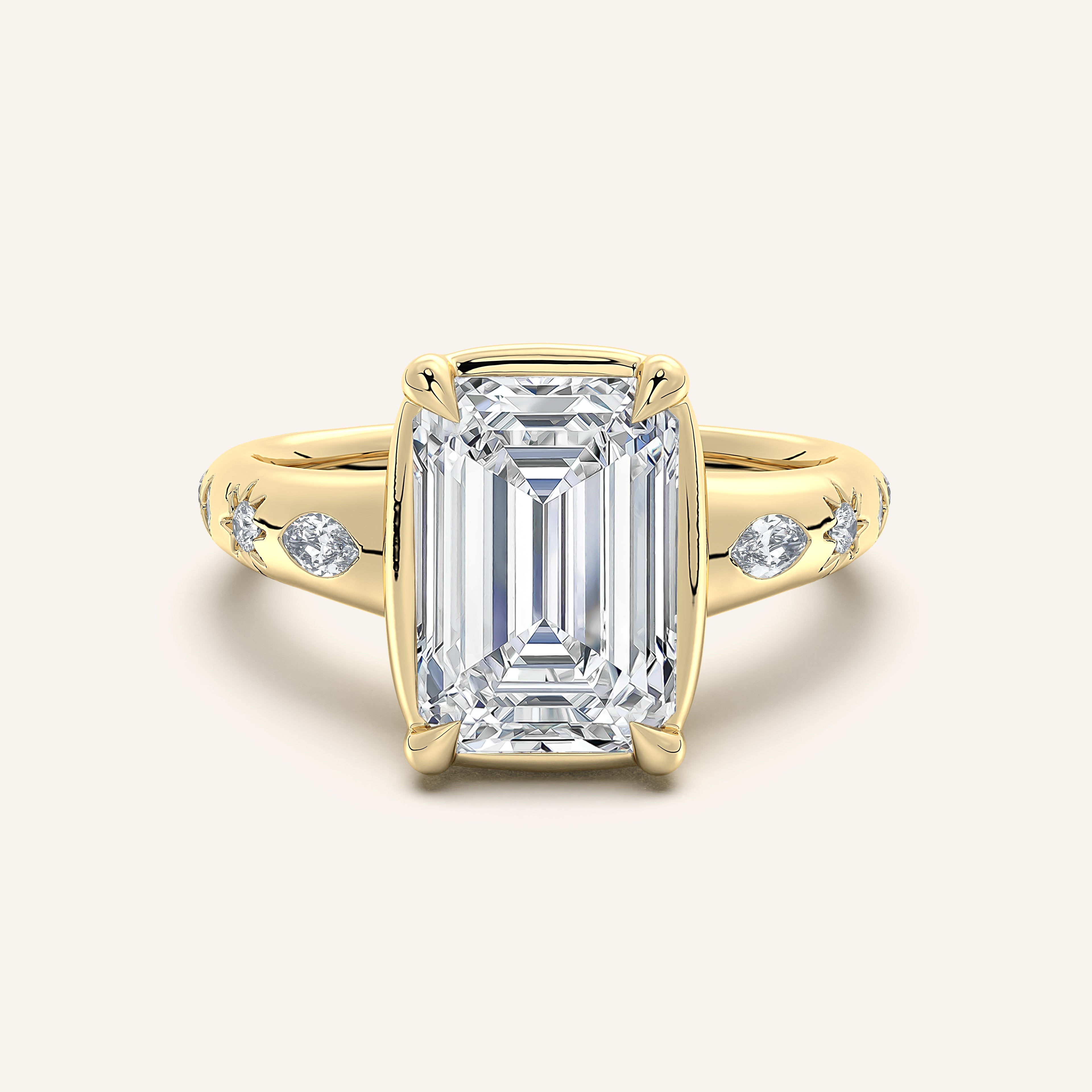 shape: Emerald | metal: 14K Yellow Gold | view: 1