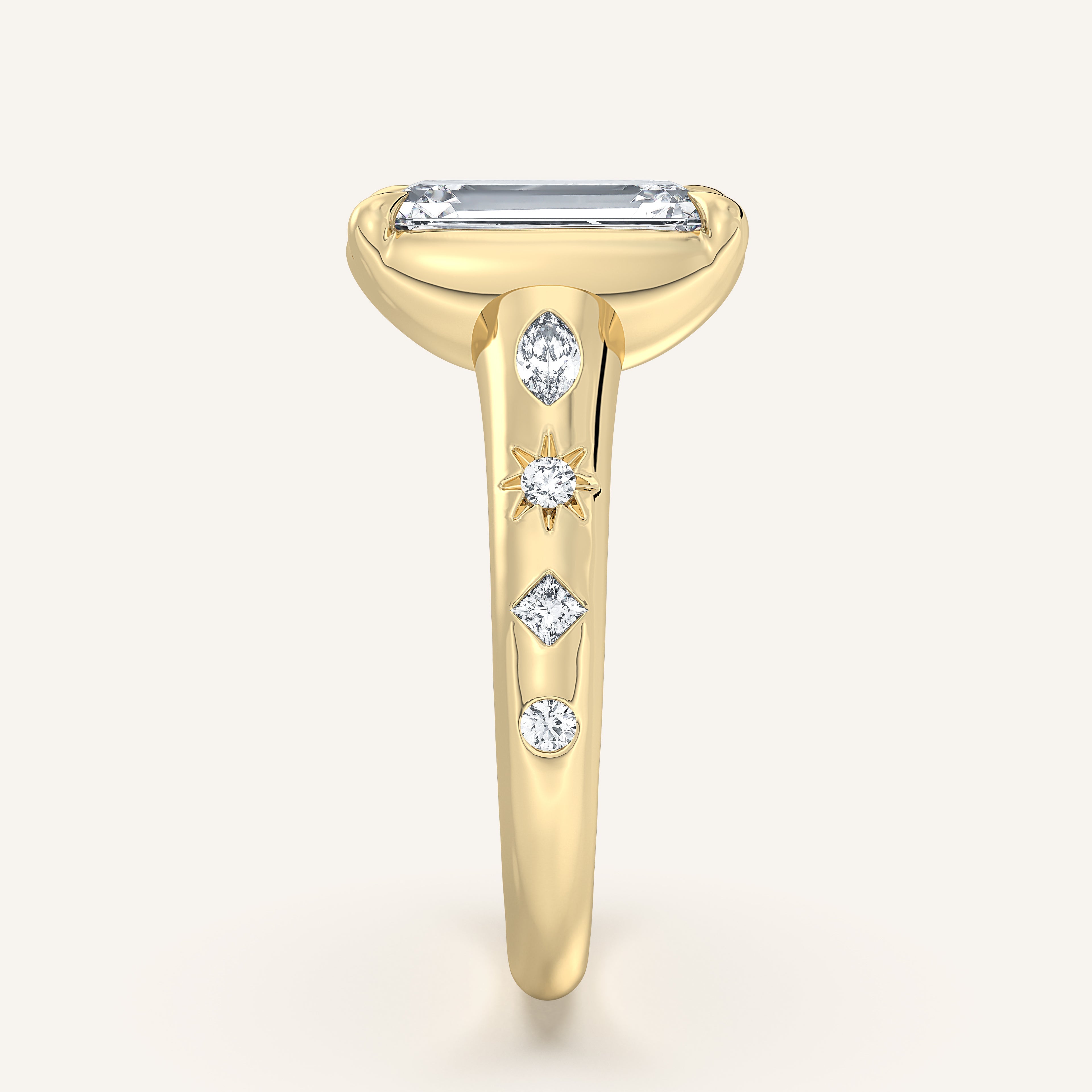 shape: Emerald | metal: Yellow Gold | view: 4